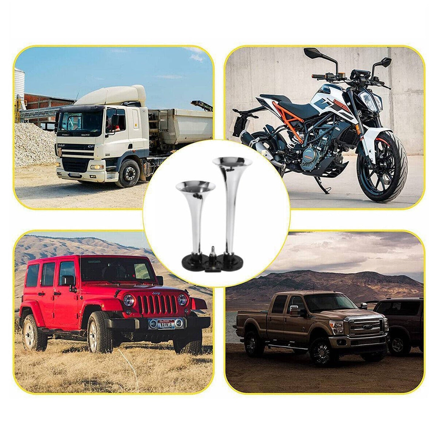 Loud Dual Trumpet 12V Air Horn with Compressor for Car and Truck