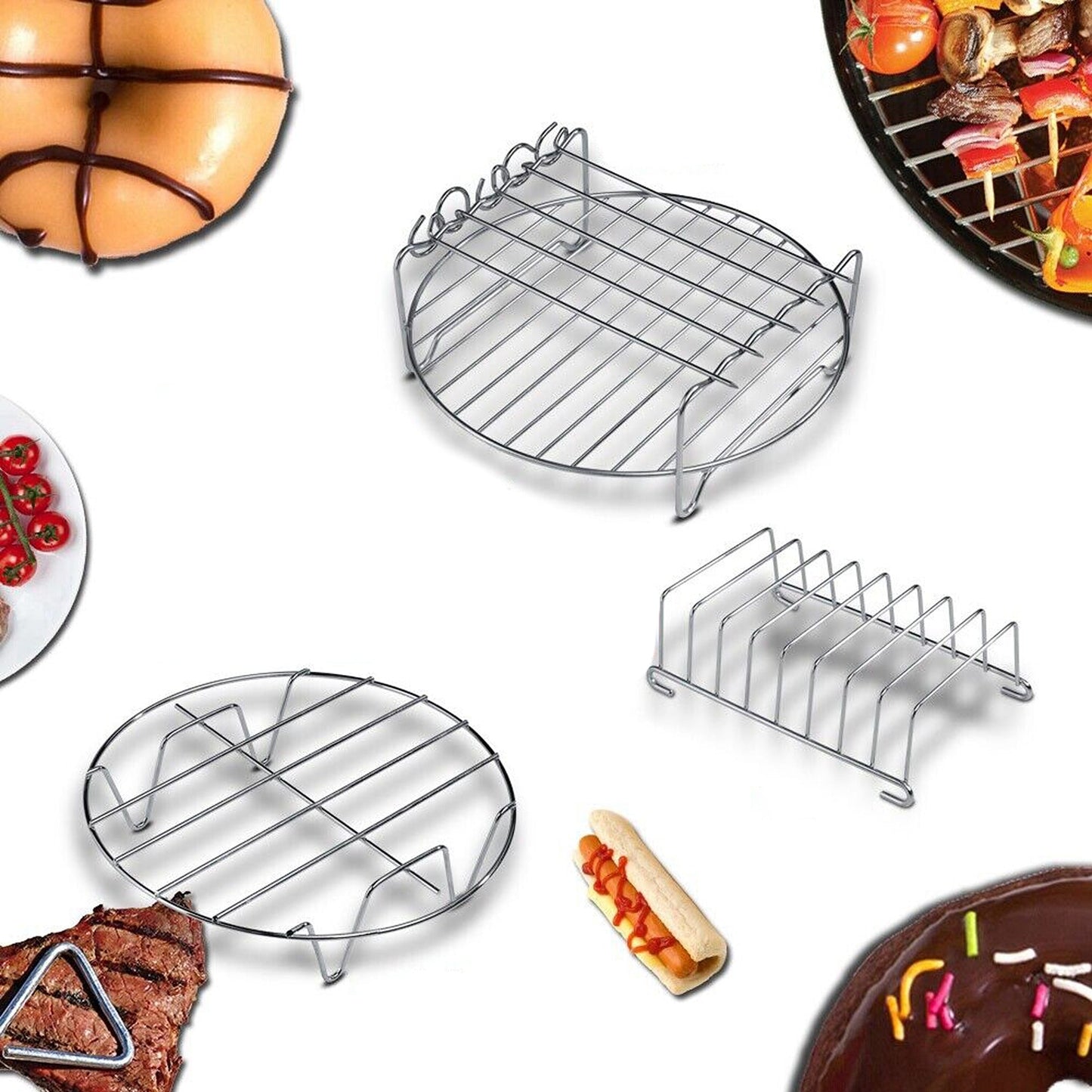 6-in-1 Baking Accessory Set for Air Fryers Baking Pan Rack Cake Pizza