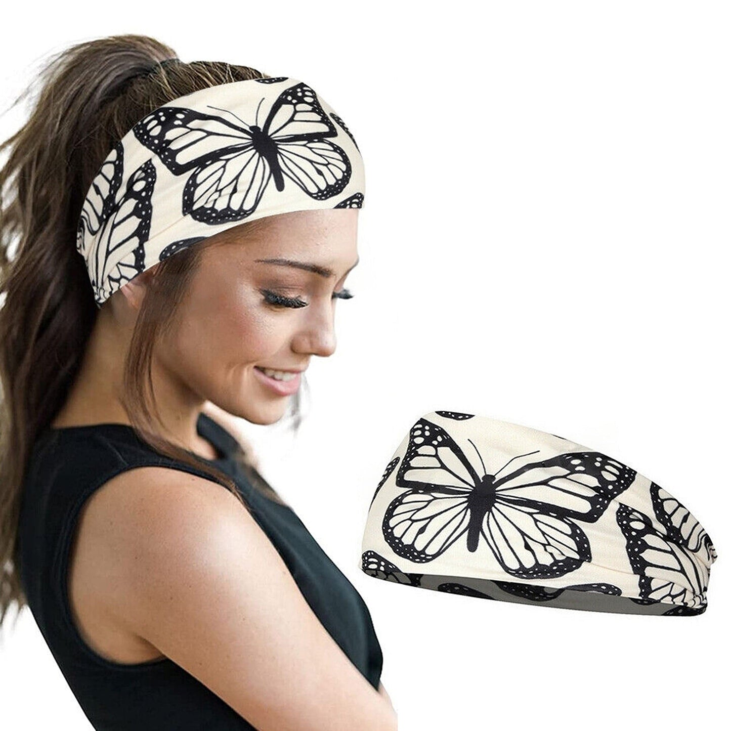 Wide Turban Elastic Bandana Women Yoga Sports Head Wrap
