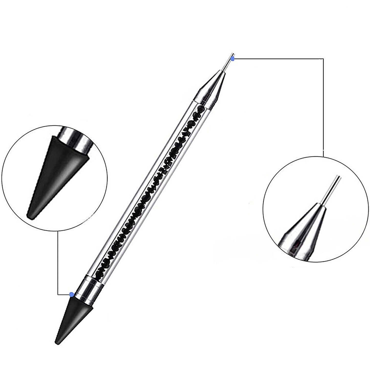 2pcs Dual-Ended Manicure Nail Art Tool Dotting Pen Rhinestone Picker