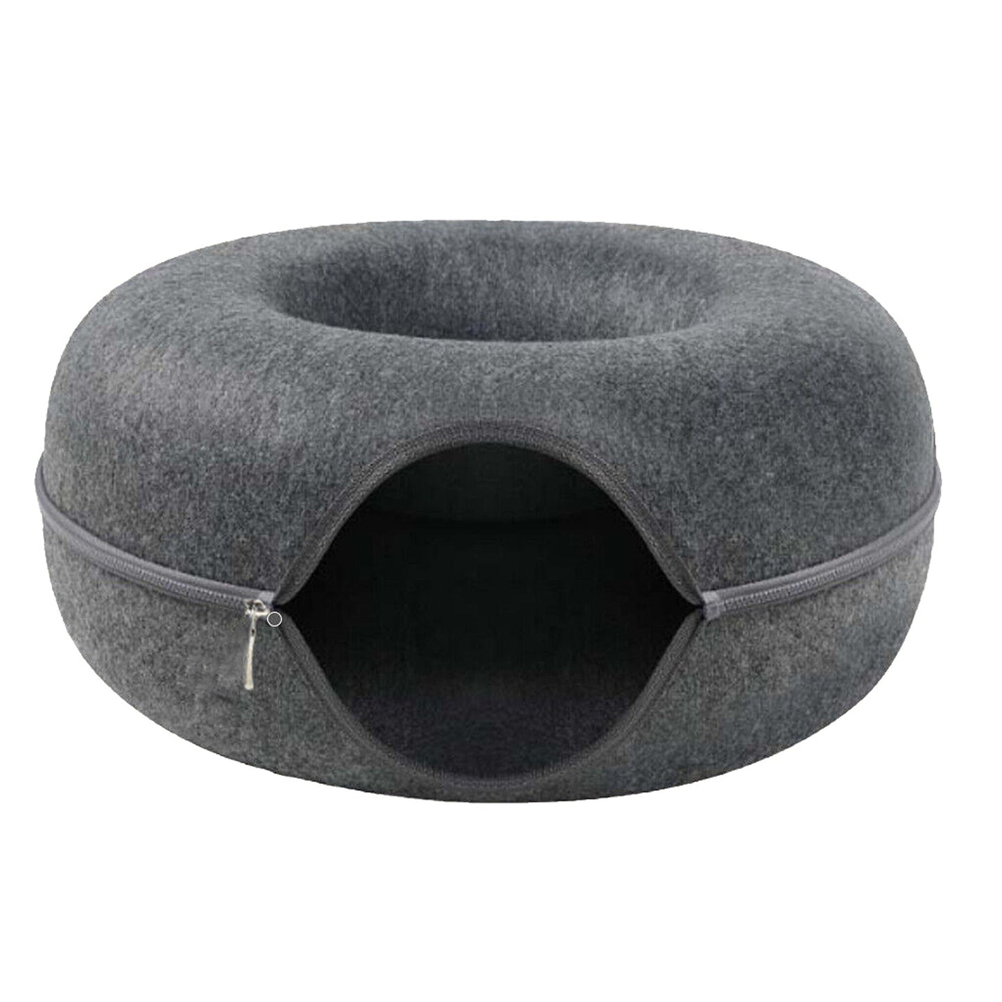 Cat Tunnel Donut Bed Felt Pet House with Interactive Play Toy