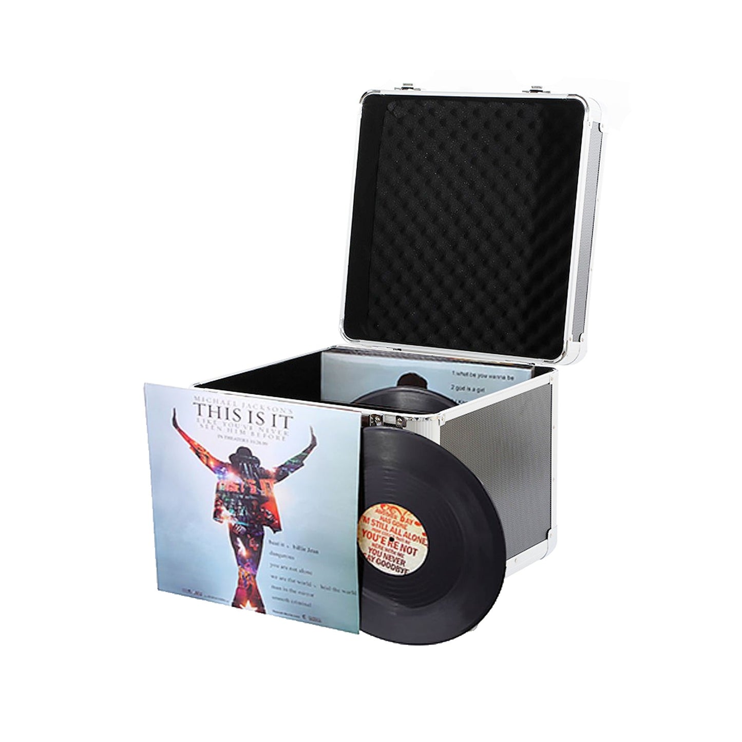 Heavy Duty DJ Vinyl Record Storage Flight Case Aluminum Holds 100 12-Inch Records