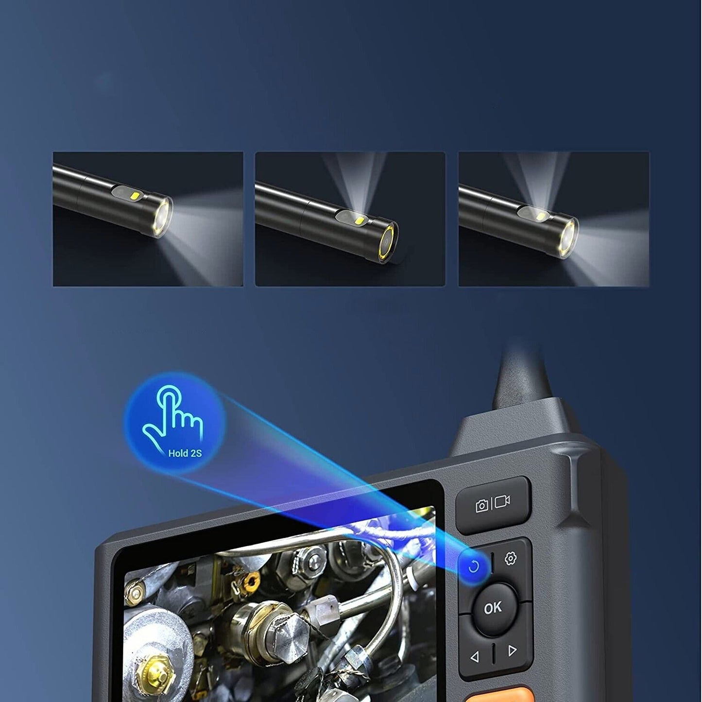 Dual Lens Screen Endoscope Camera 5in Display for Industrial Inspection