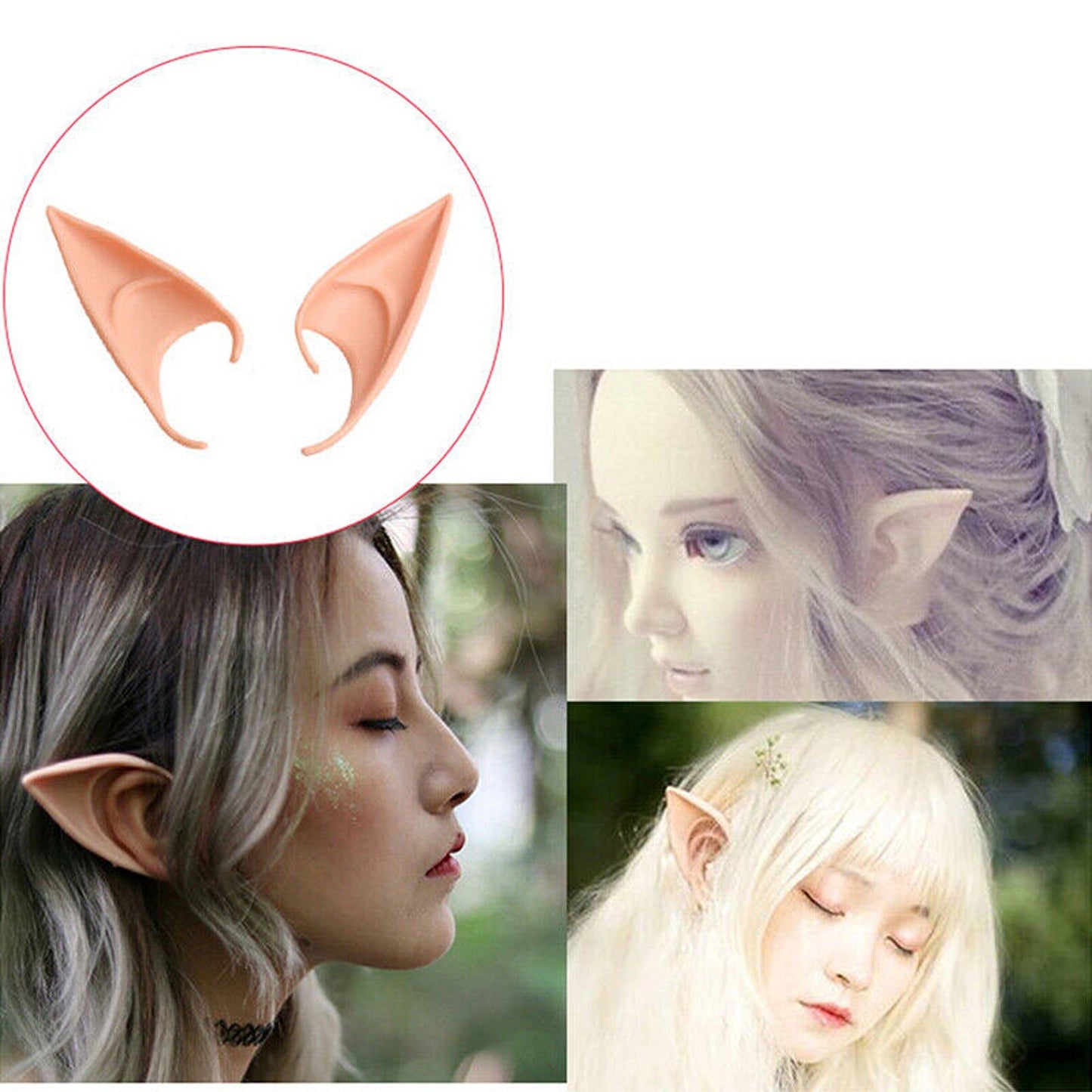 1pair Cosplay Rubber Elf Ears Fairy Pixie Style for Halloween