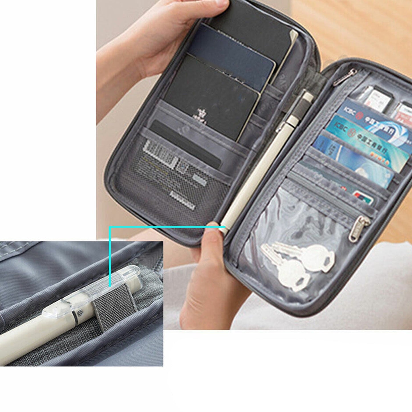 Travel Family Passport Wallet RFID Blocking Waterproof Document Organizer