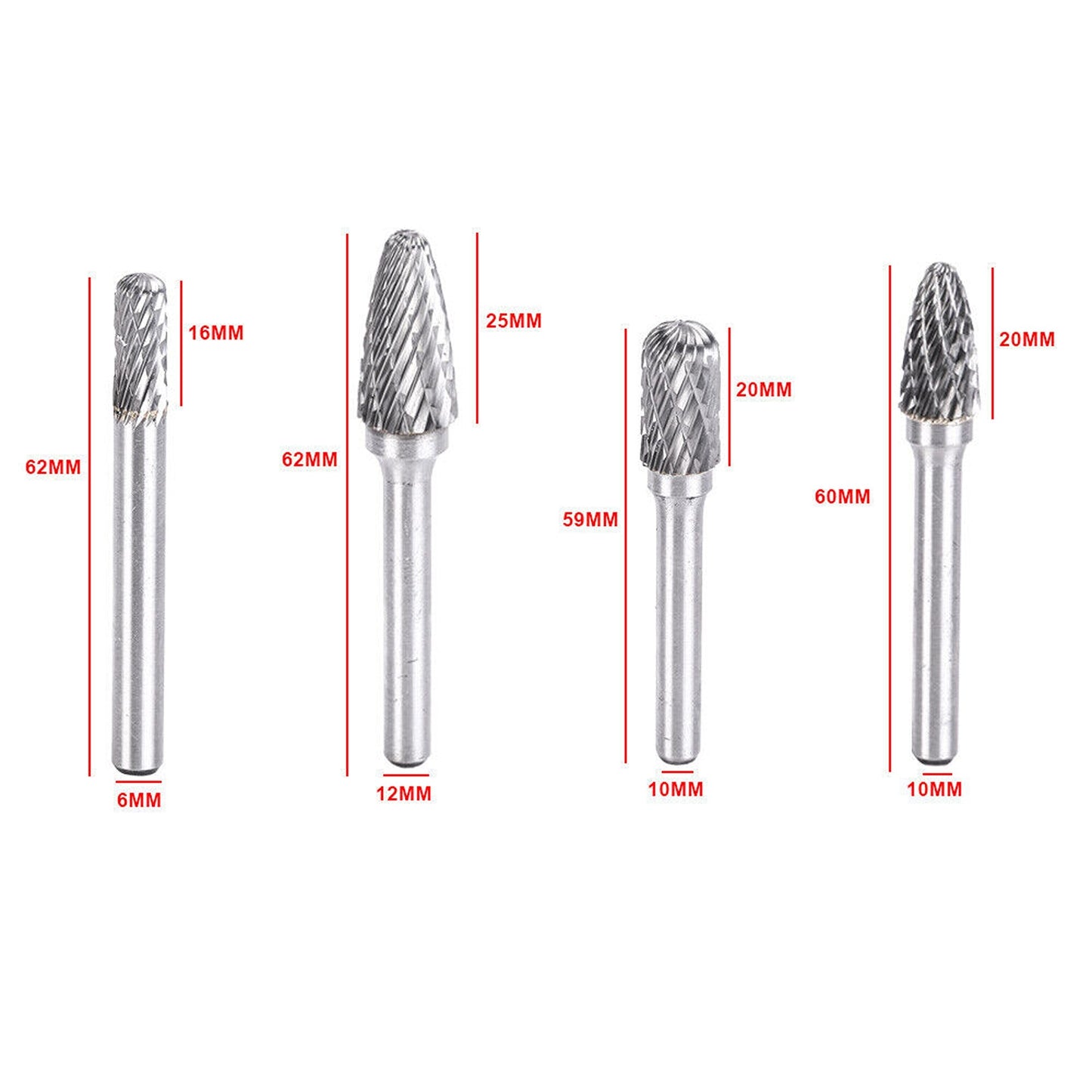 Carbide Tungsten Die Grinder Burr Set 8-Piece Rotary Tools for Metal Shaping