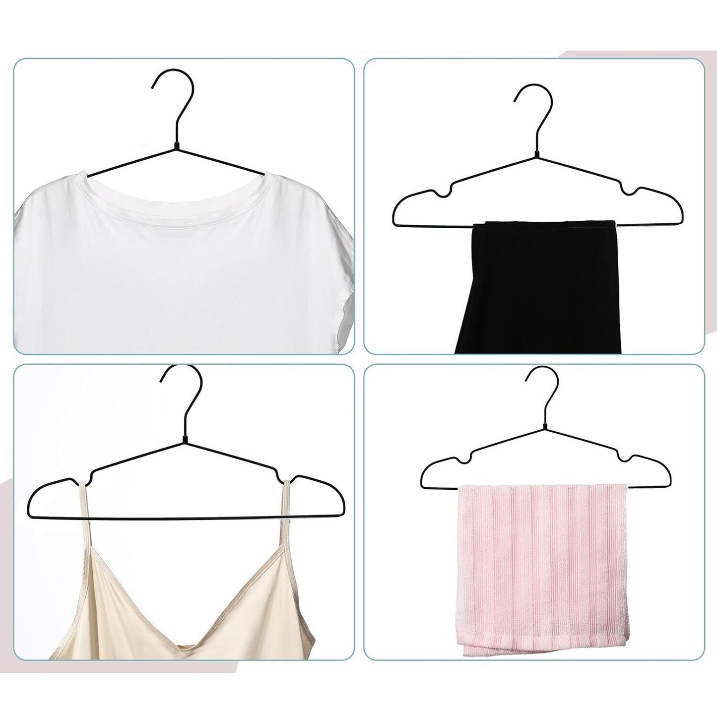 30pcs Heavy Duty Black Metal Wire Clothes Hangers for Suits and Coats