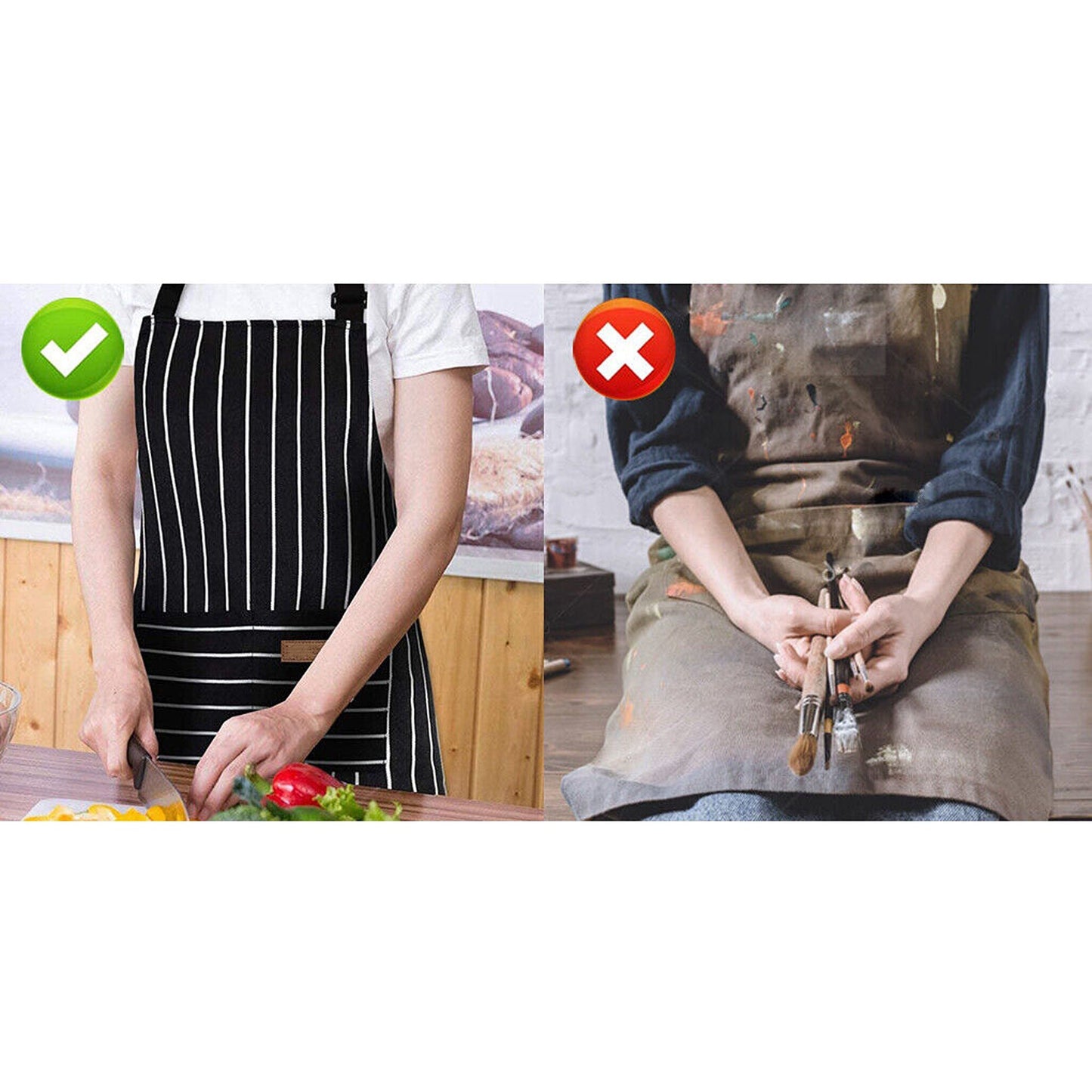 Neck Adjustable Chef Apron with 2 Pockets for Kitchen BBQ