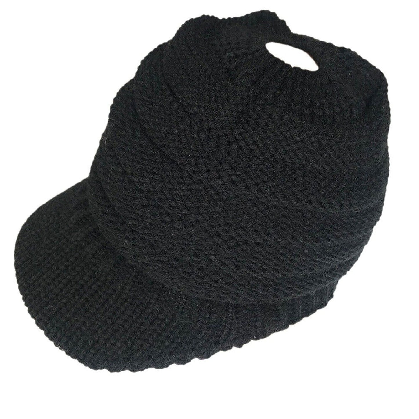 Women’s Winter Ponytail Beanie Cable Knit High Bun Hat Stretch