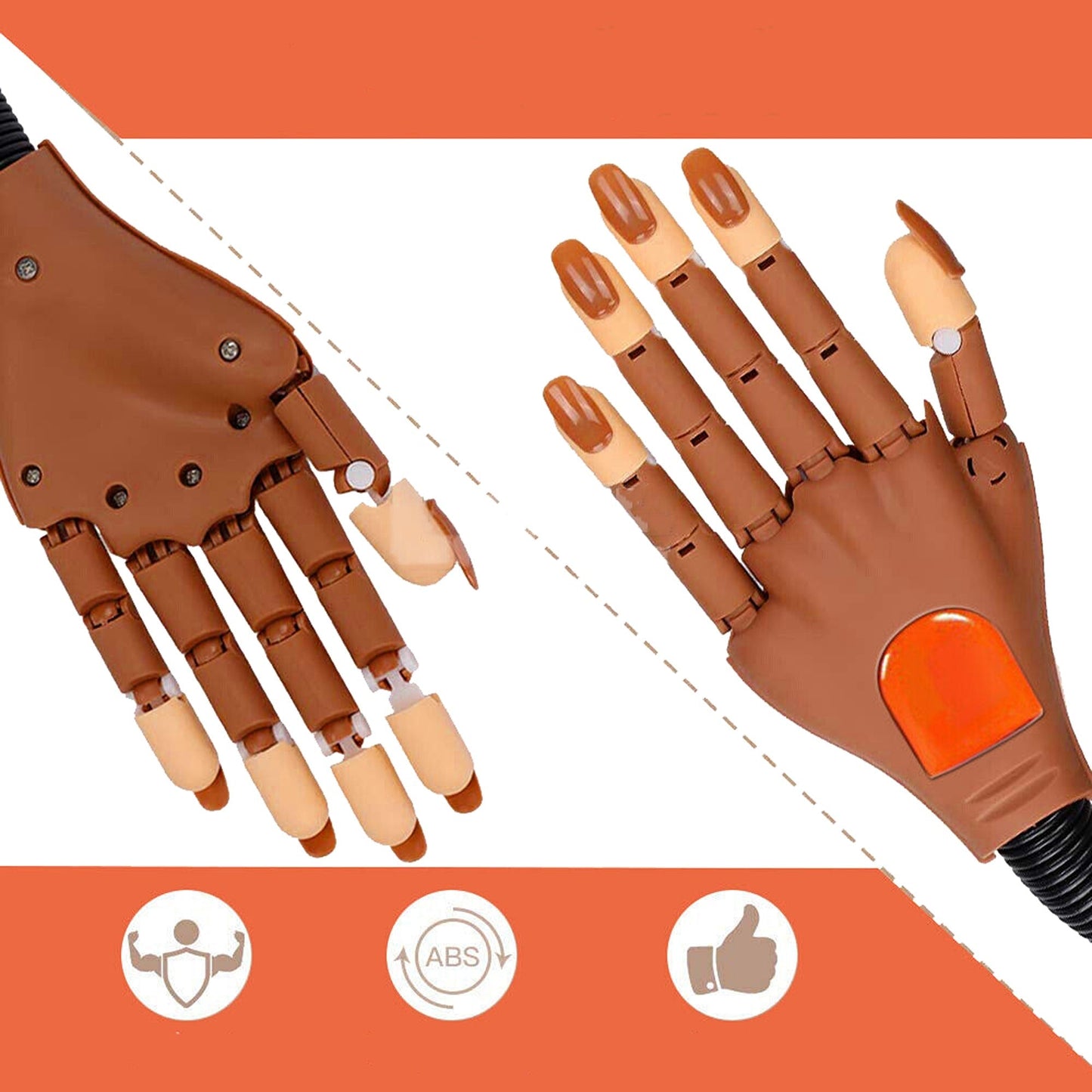 Nail Art Practice Hand with Flexible Fingers for Training and Display