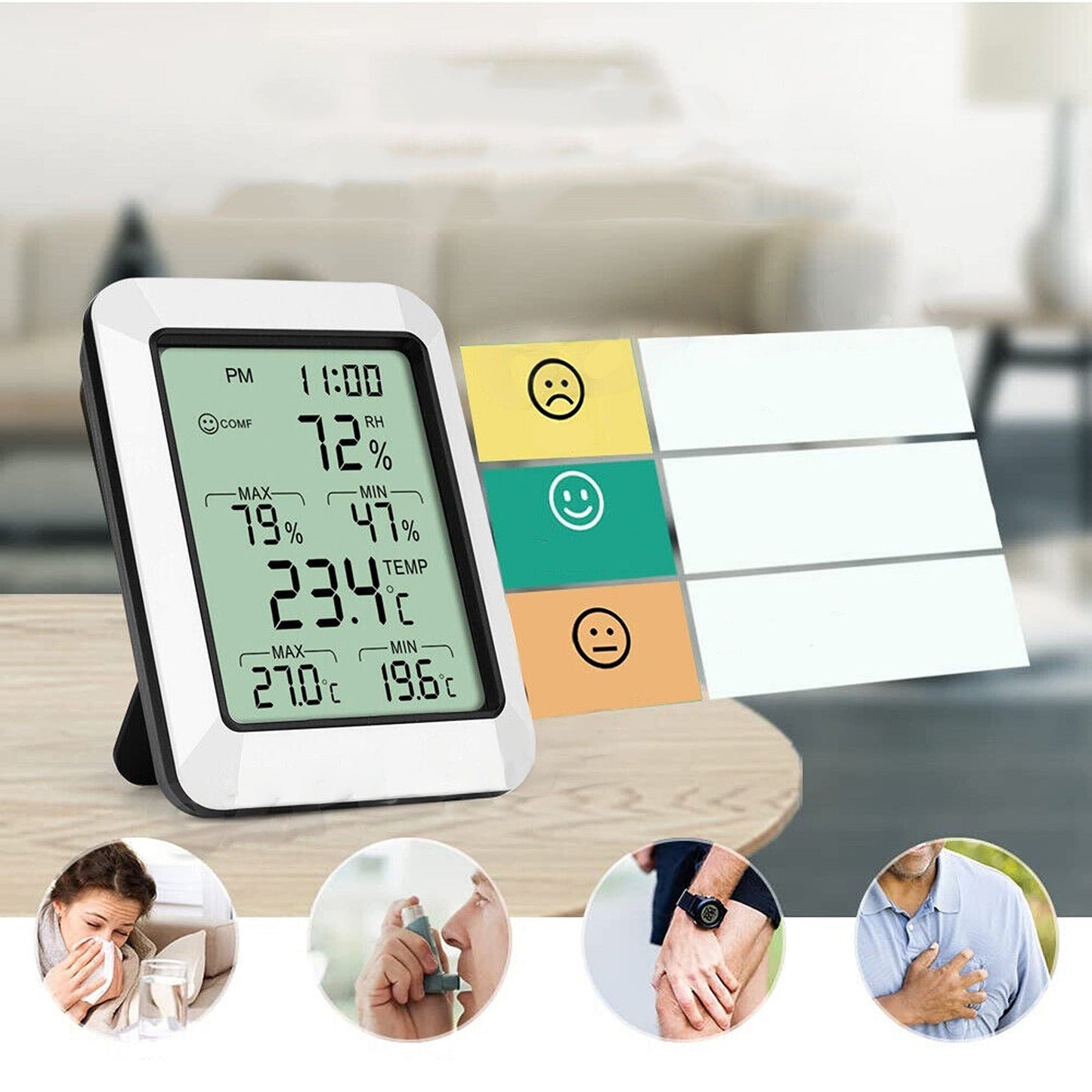 Indoor Outdoor Digital Thermometer Room Temperature Humidity Meter