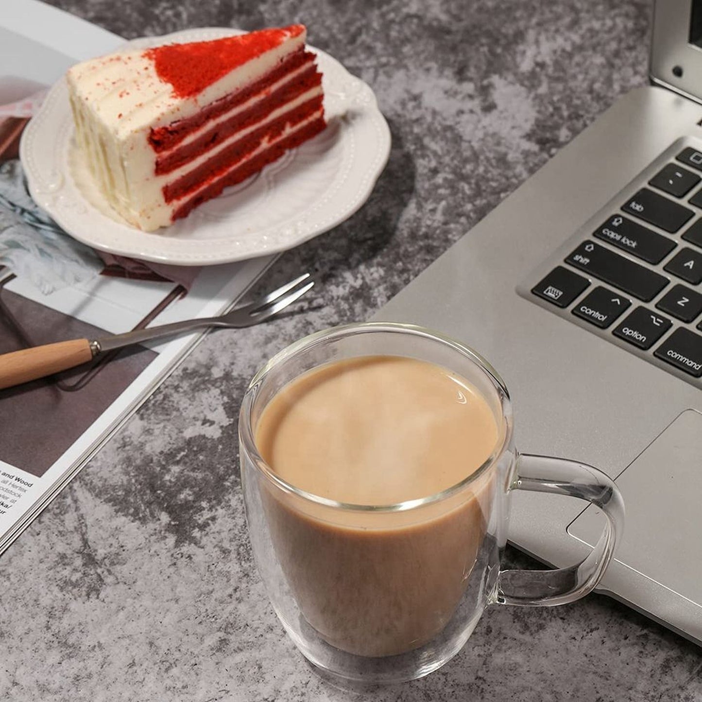 Insulated Double Wall Glass Mug with Handle for Coffee and Tea