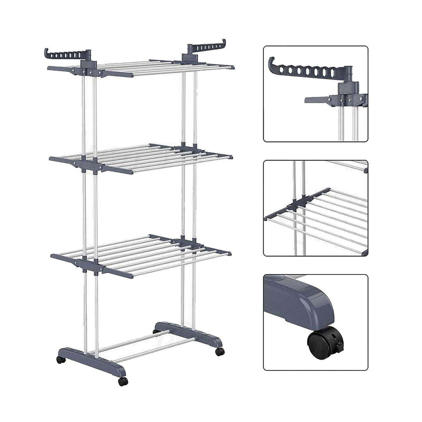 4-Layer Clothes Drying Rack Foldable Garment Laundry Airer Support Horse