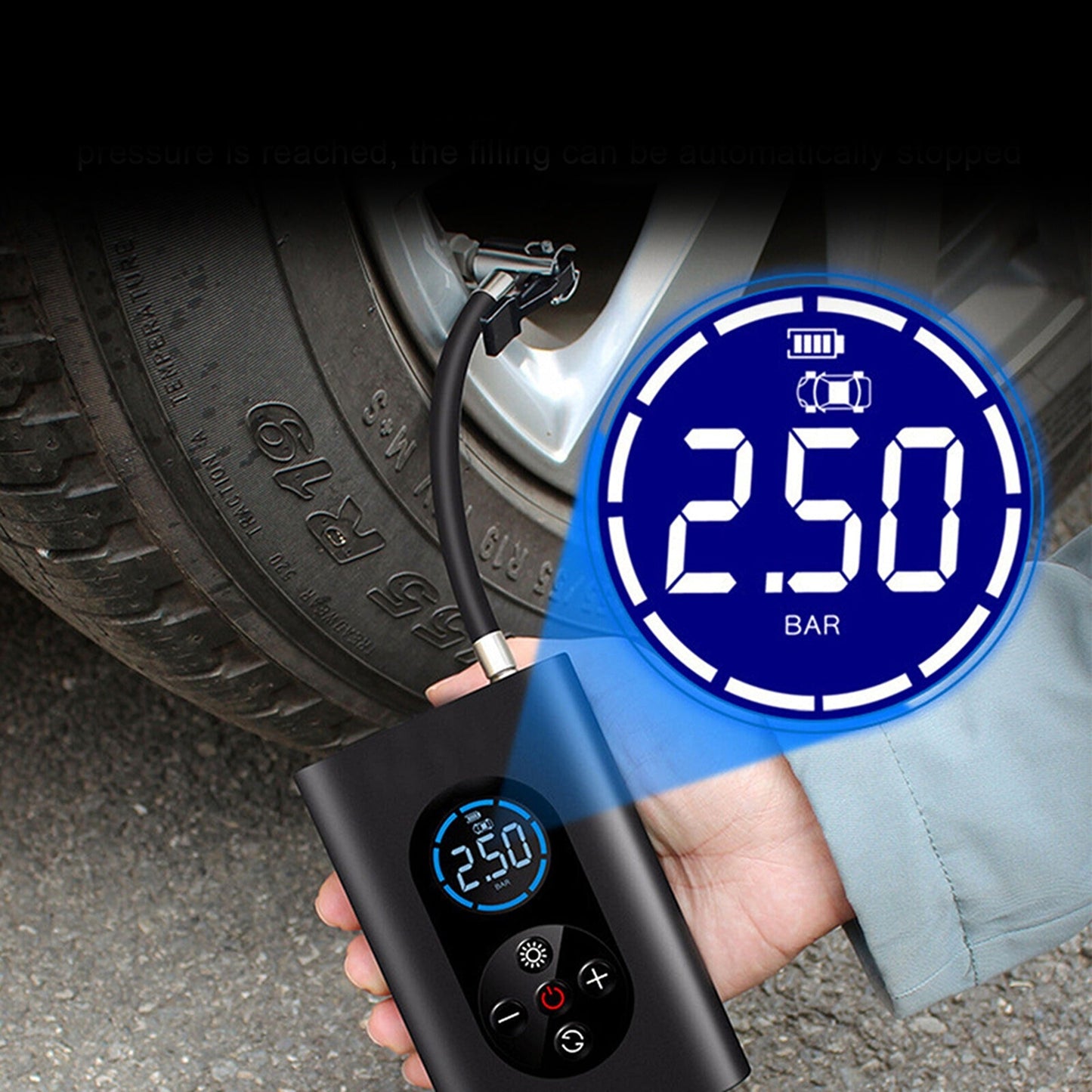 Portable Electric Tire Inflator Cordless Car Tyre Air Pump with USB