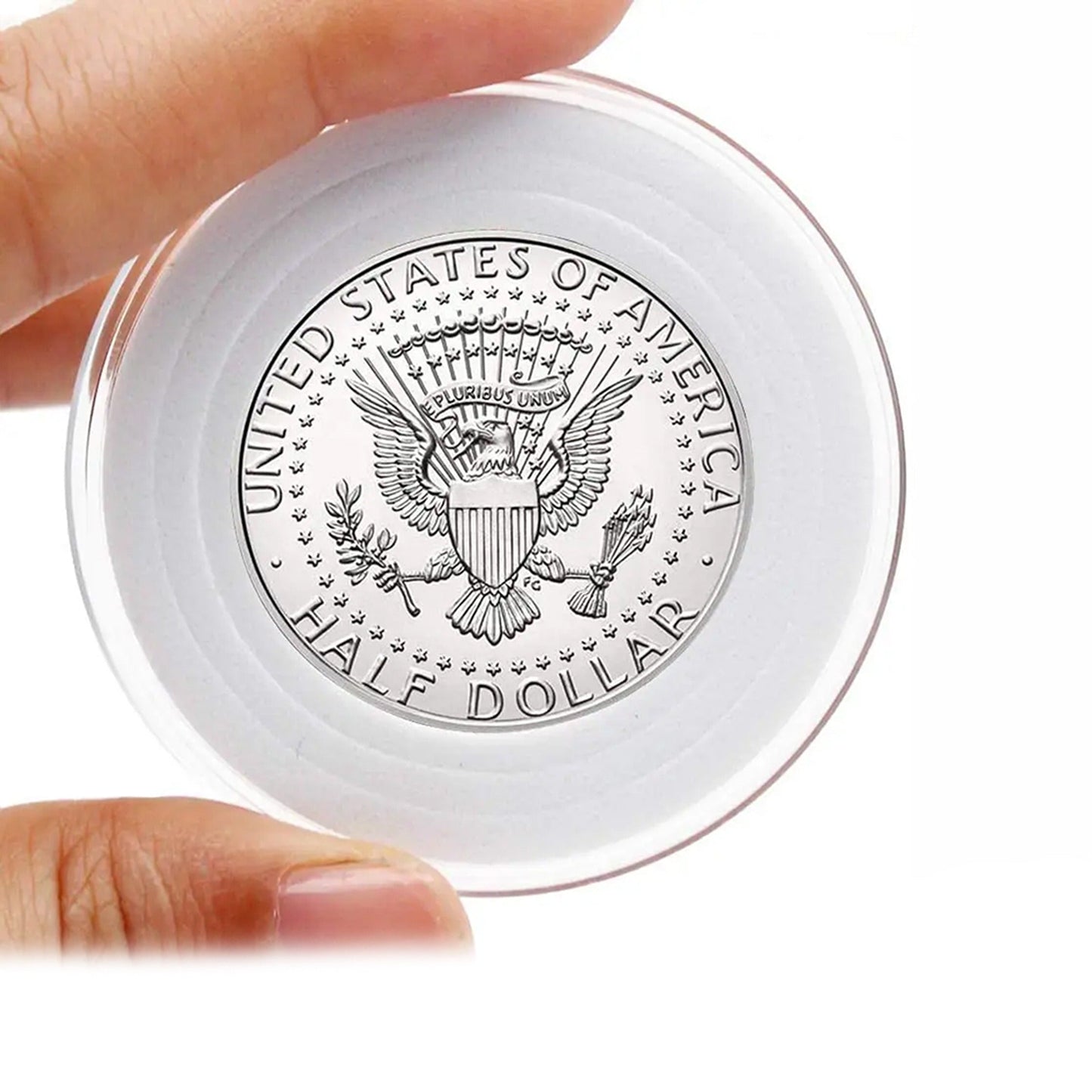 20pcs Coin Storage Display Case Clear Round Plastic Capsules with Eva Pad
