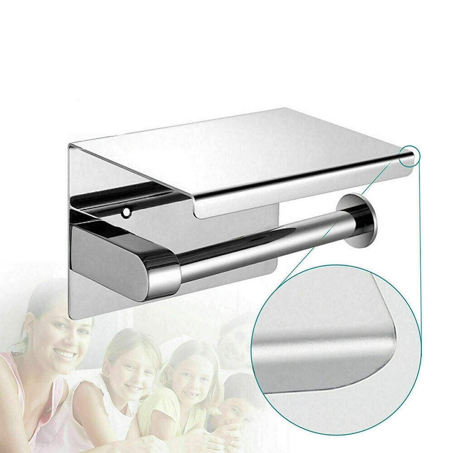 Toilet Paper Roll Holder Stainless Steel Tissue Bath Wall Storage Hooks