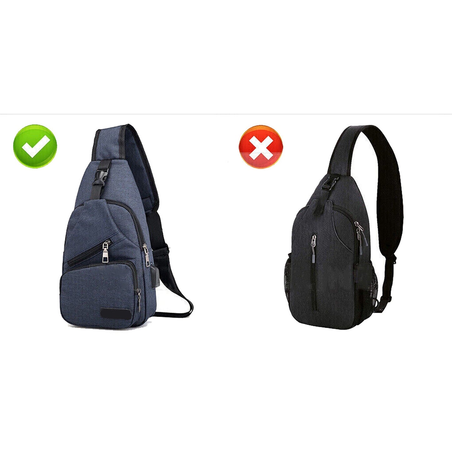 Men Crossbody Sling Chest Bag with Shoulder Strap