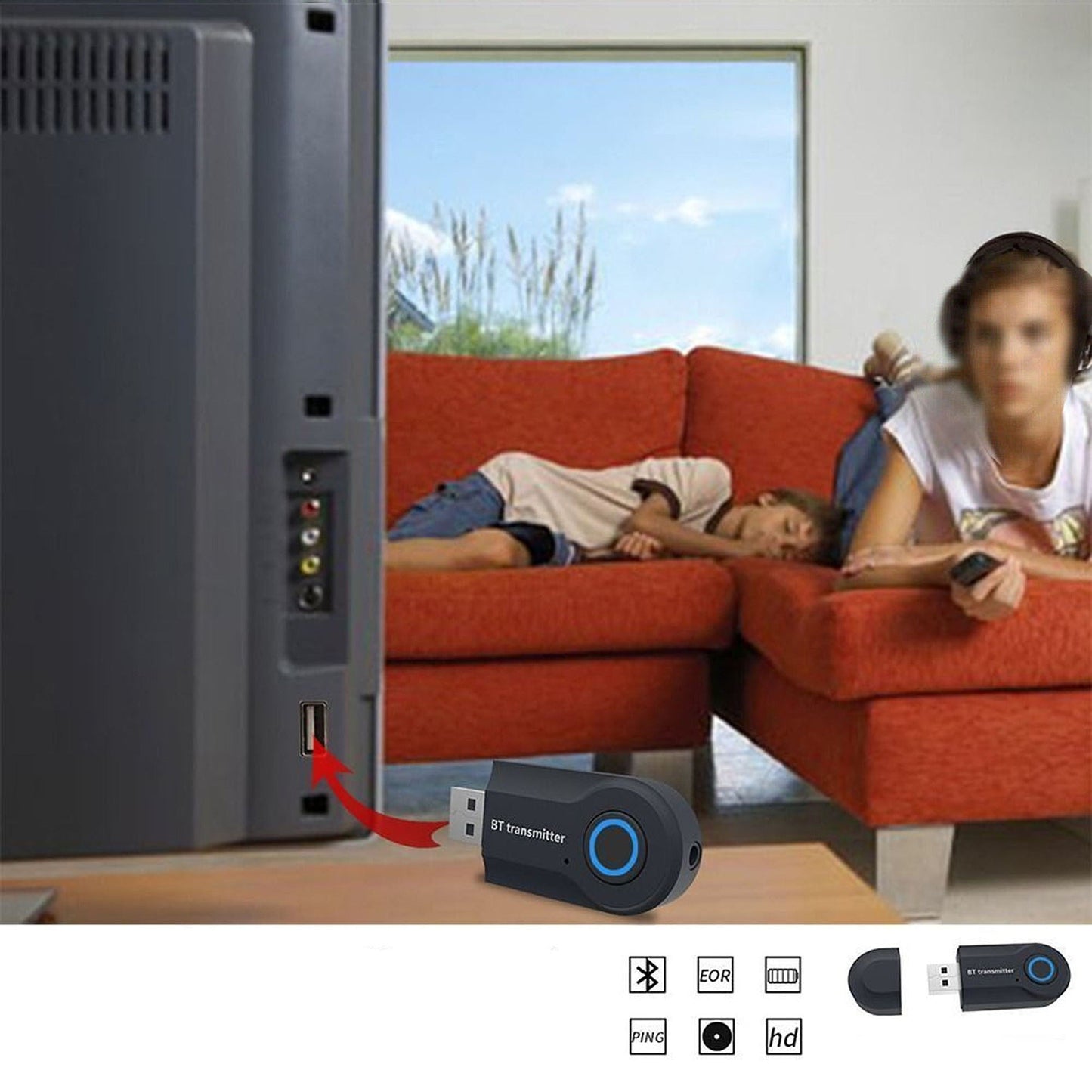 Bluetooth 4.2 Audio Transmitter 3.5mm Jack for TV and PC