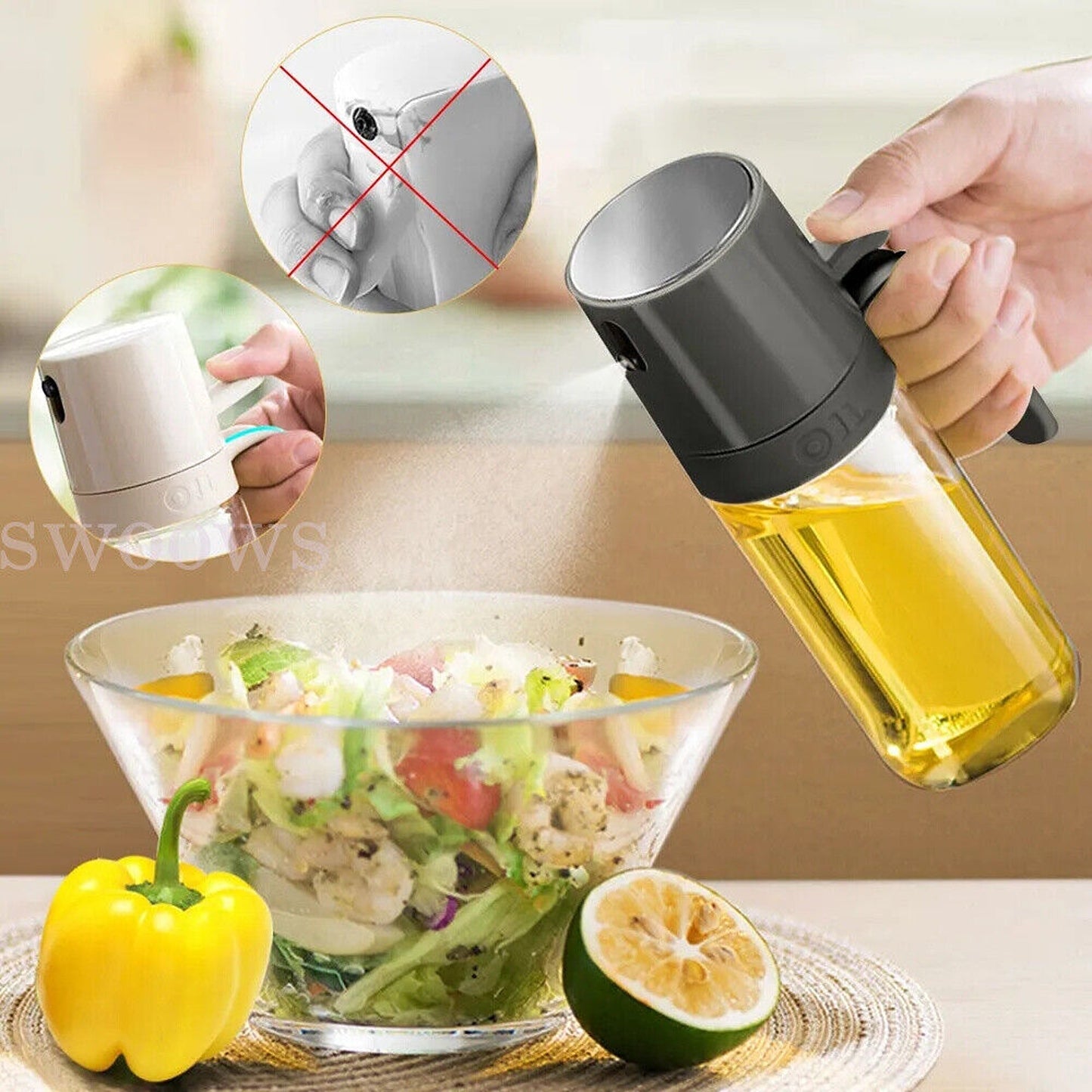 Olive Oil Sprayer for Healthy Cooking Baking BBQ Refillable Spray Bottle