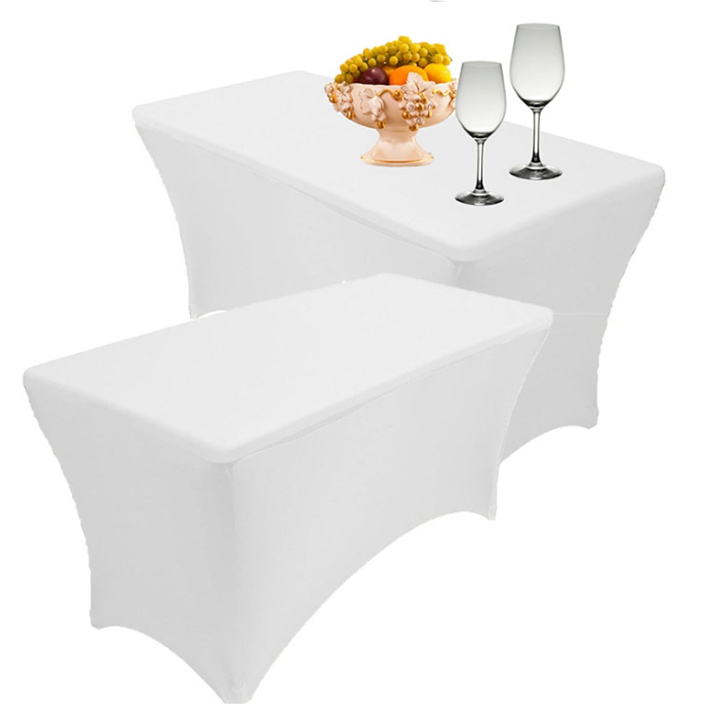 White Stretch Spandex Tablecloth for Home and Wedding
