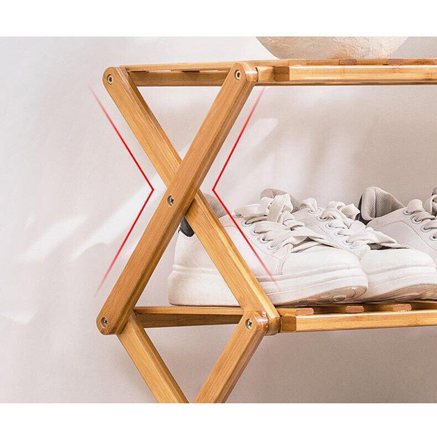 Bamboo Folding Shoe Rack with Multi-Tier Storage Shelf