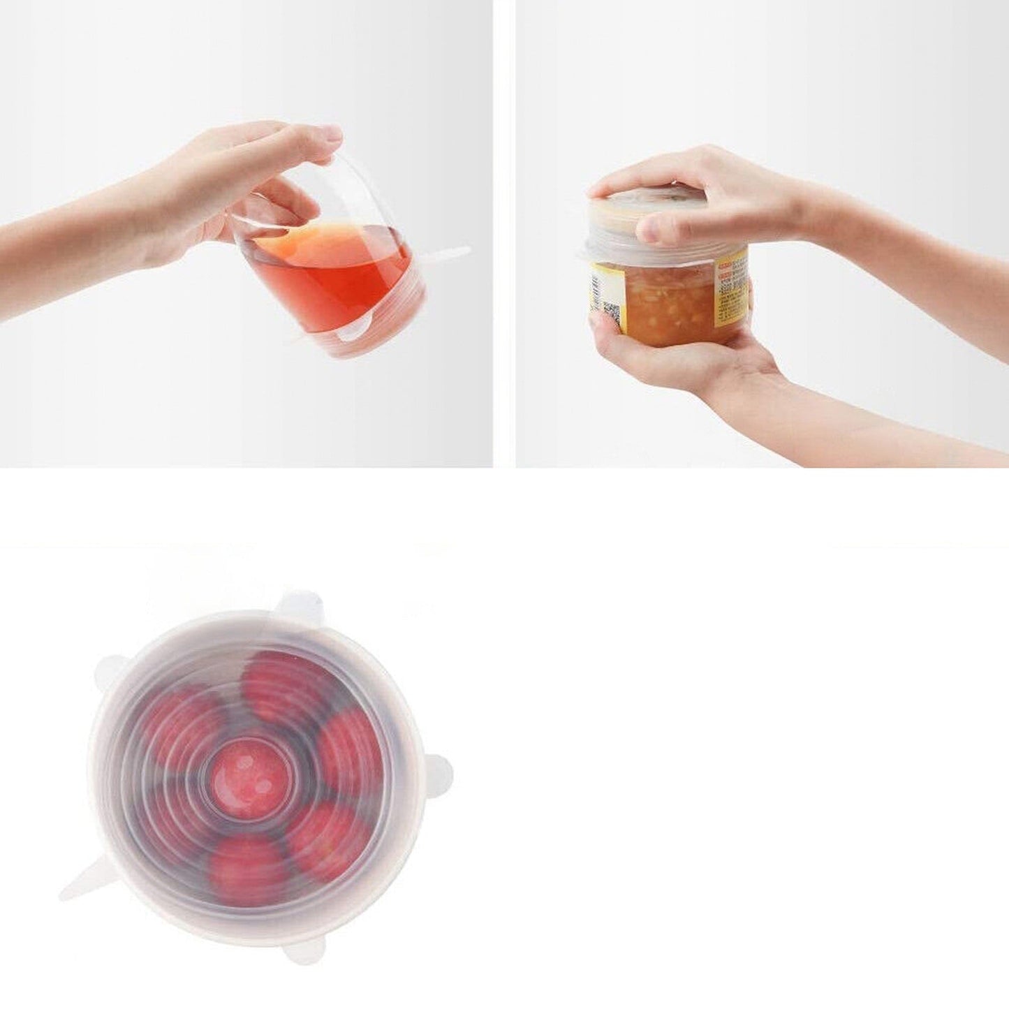 White Silicone Bowl Covers Stretch Reusable Food Saver Seals