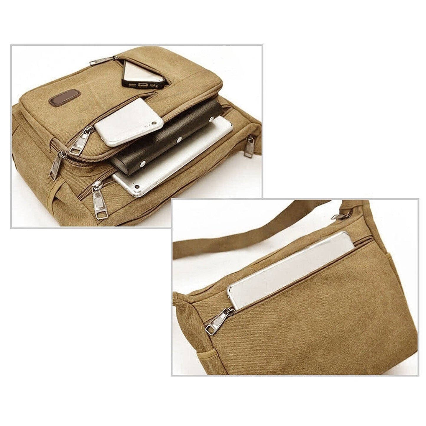 Vintage Canvas Crossbody Travel Messenger Bag Men Shoulder Satchel