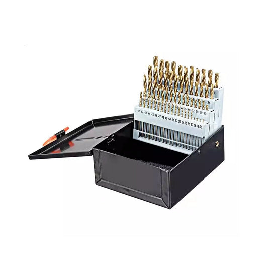 Jobber Length Black and Gold Coated Number Size Drill Bit Set 60 Pieces