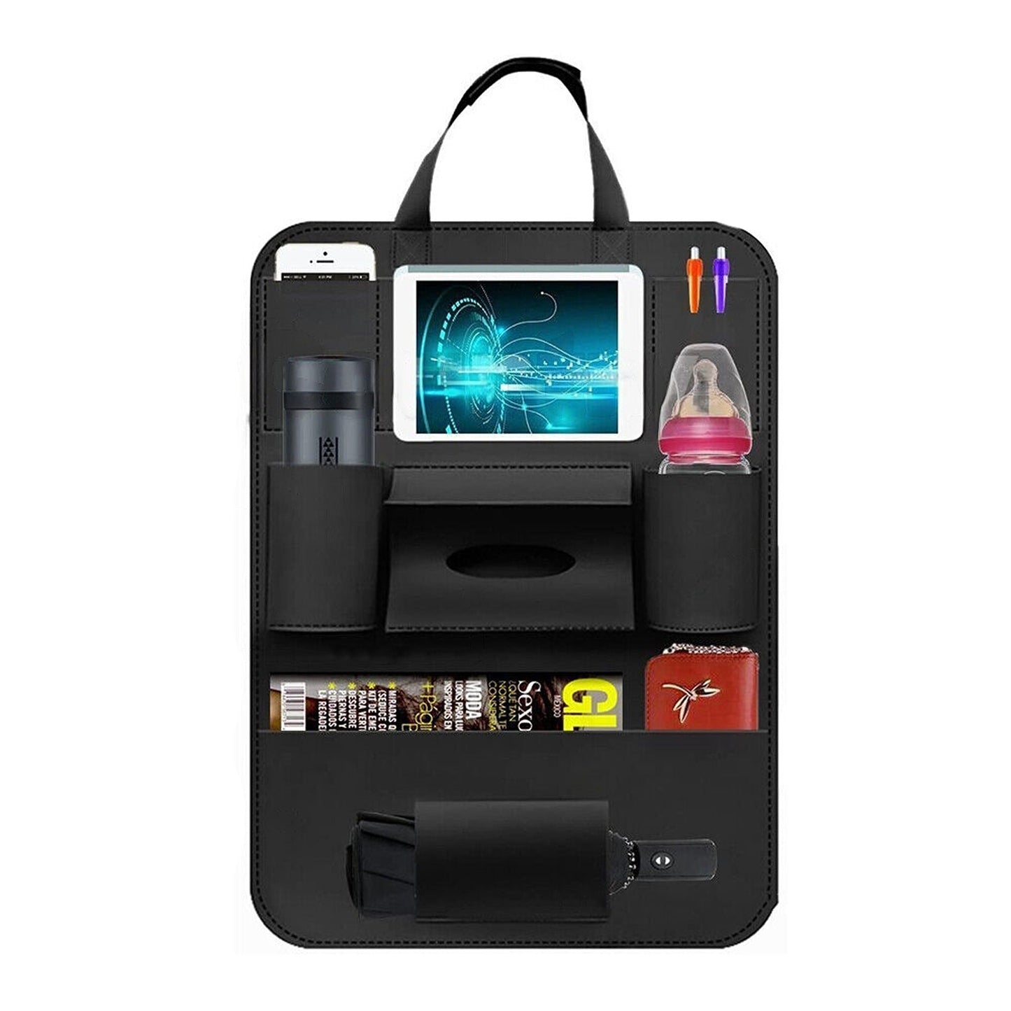 2pcs Car Back Seat iPad Holder Travel Storage Organizer with Pockets