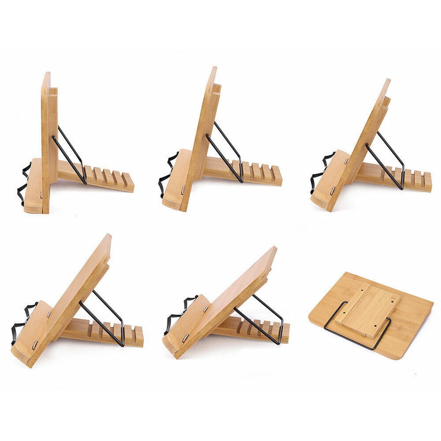 Bamboo Adjustable Portable Book Stand with Reading Desk Document Holder