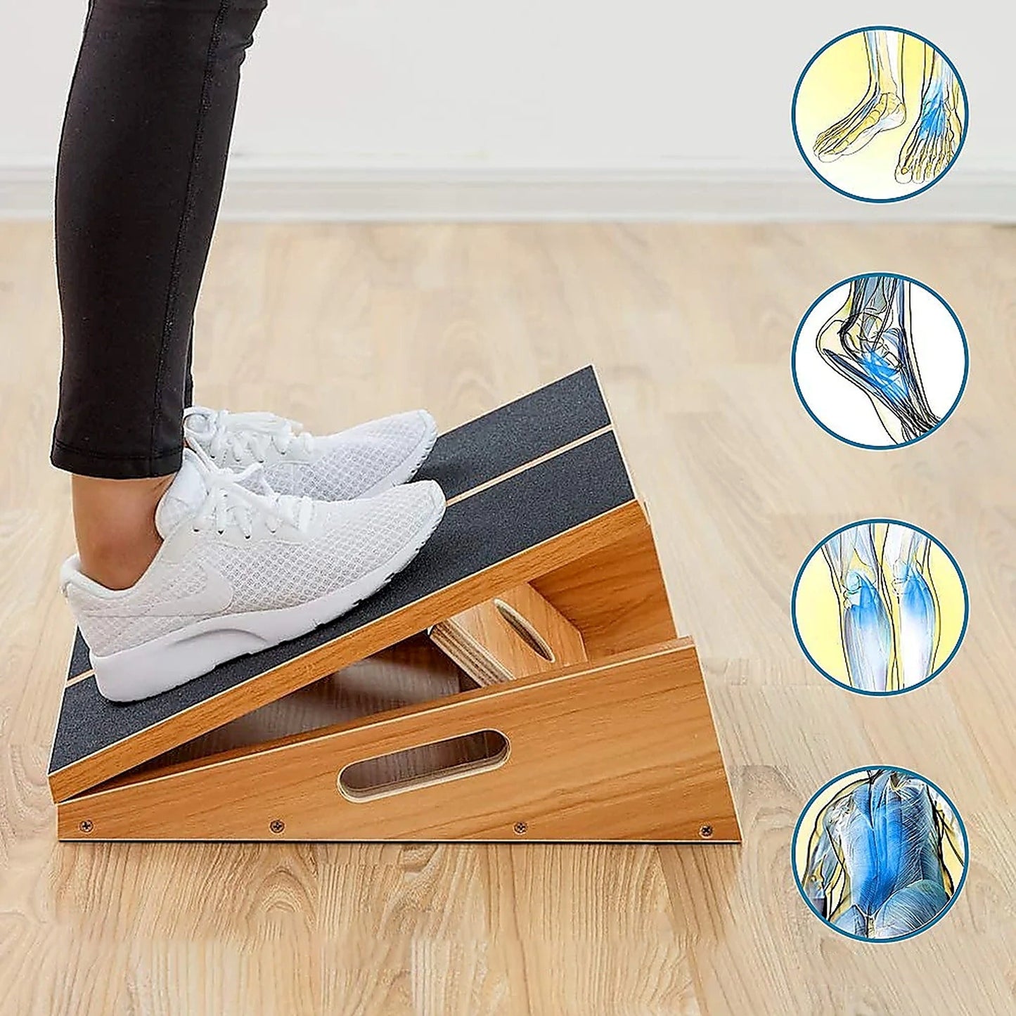 Adjustable Incline Wooden Exercise Board with Non-Slip Surface