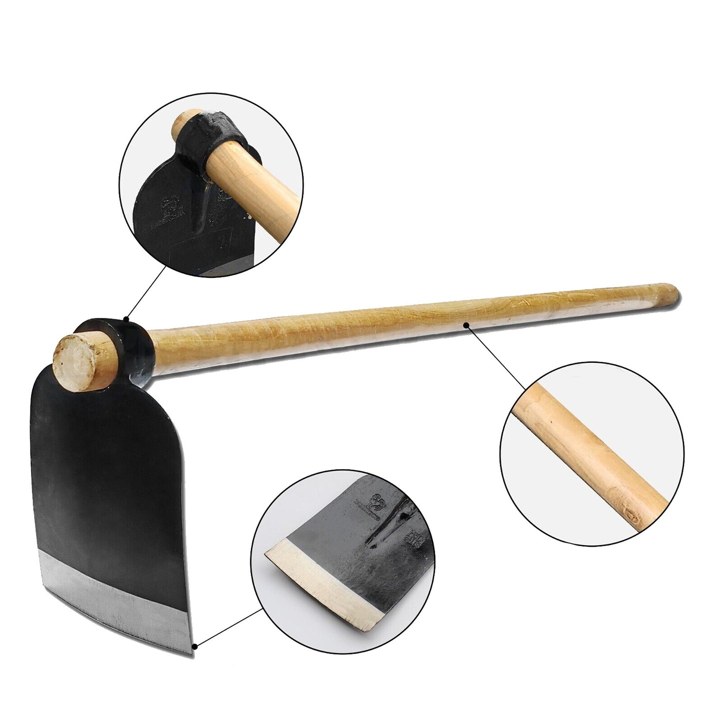 120cm Wooden Handle Flat Mattock Flat Hoe Gardening Farming Hand Tool