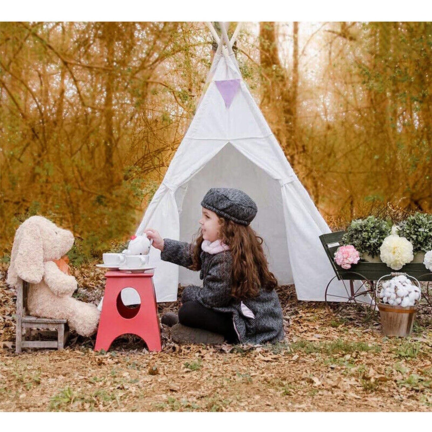 110cm Indoor Outdoor Castle Cubby Playhouse Play Teepee Kids Tent