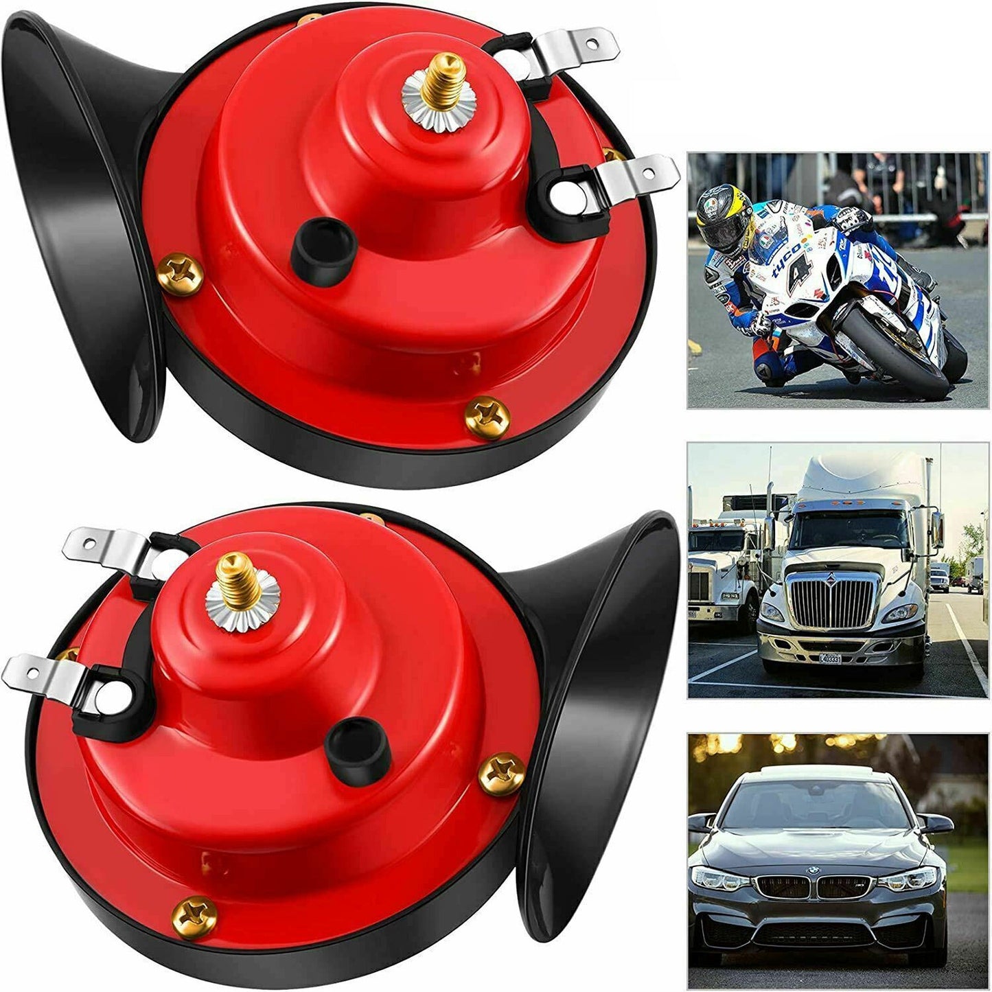 2pcs 300DB Ultra Loud Horn for Motorcycles Cars Trucks and Boats 12V