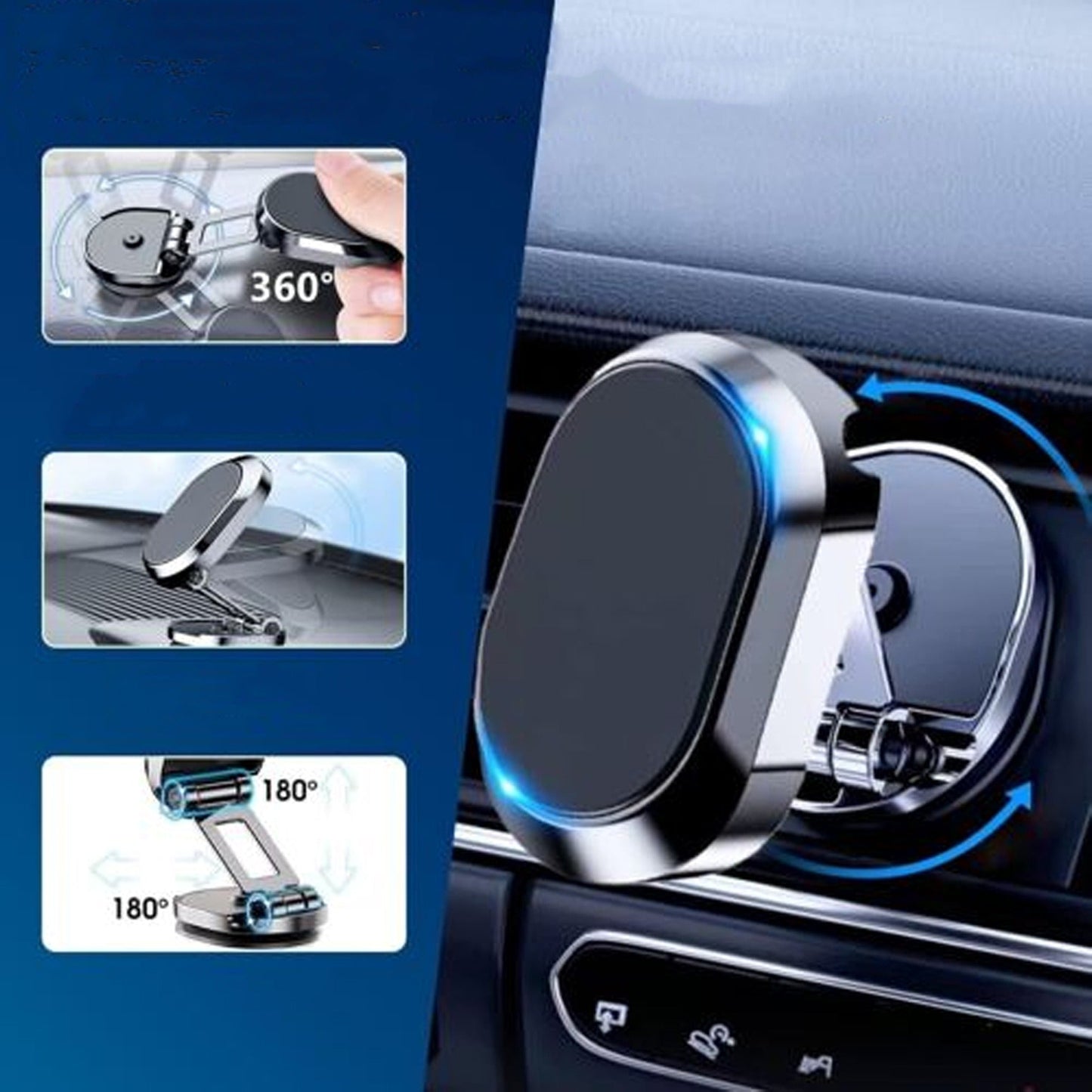 Magnetic Phone Holder Metal Folding Mount Cell Car GPS Stand