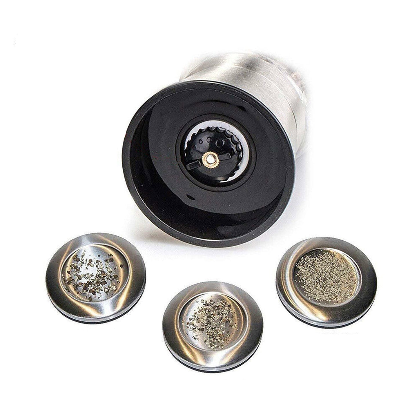 2pcs Adjustable Salt and Pepper Grinder Set Stainless Steel Glass Mill