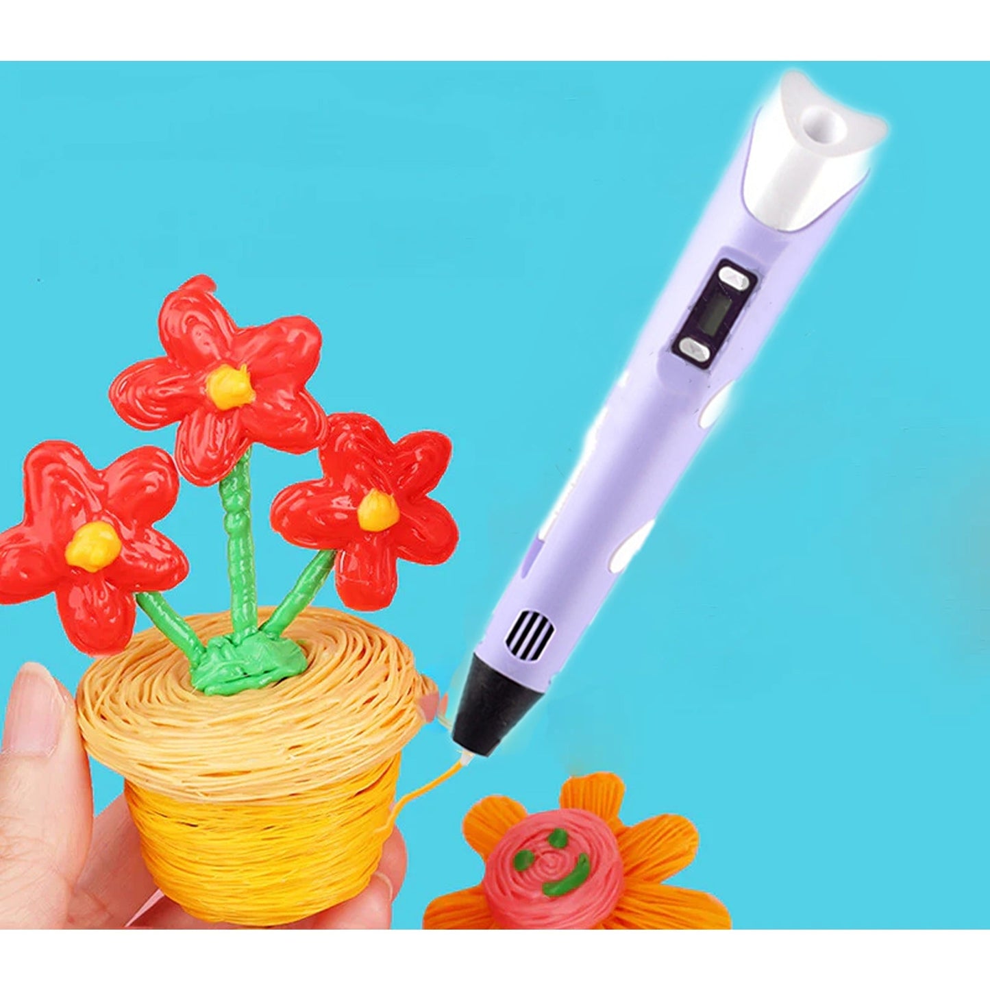 LCD 3D Printer Pen with Three Filaments for Drawing