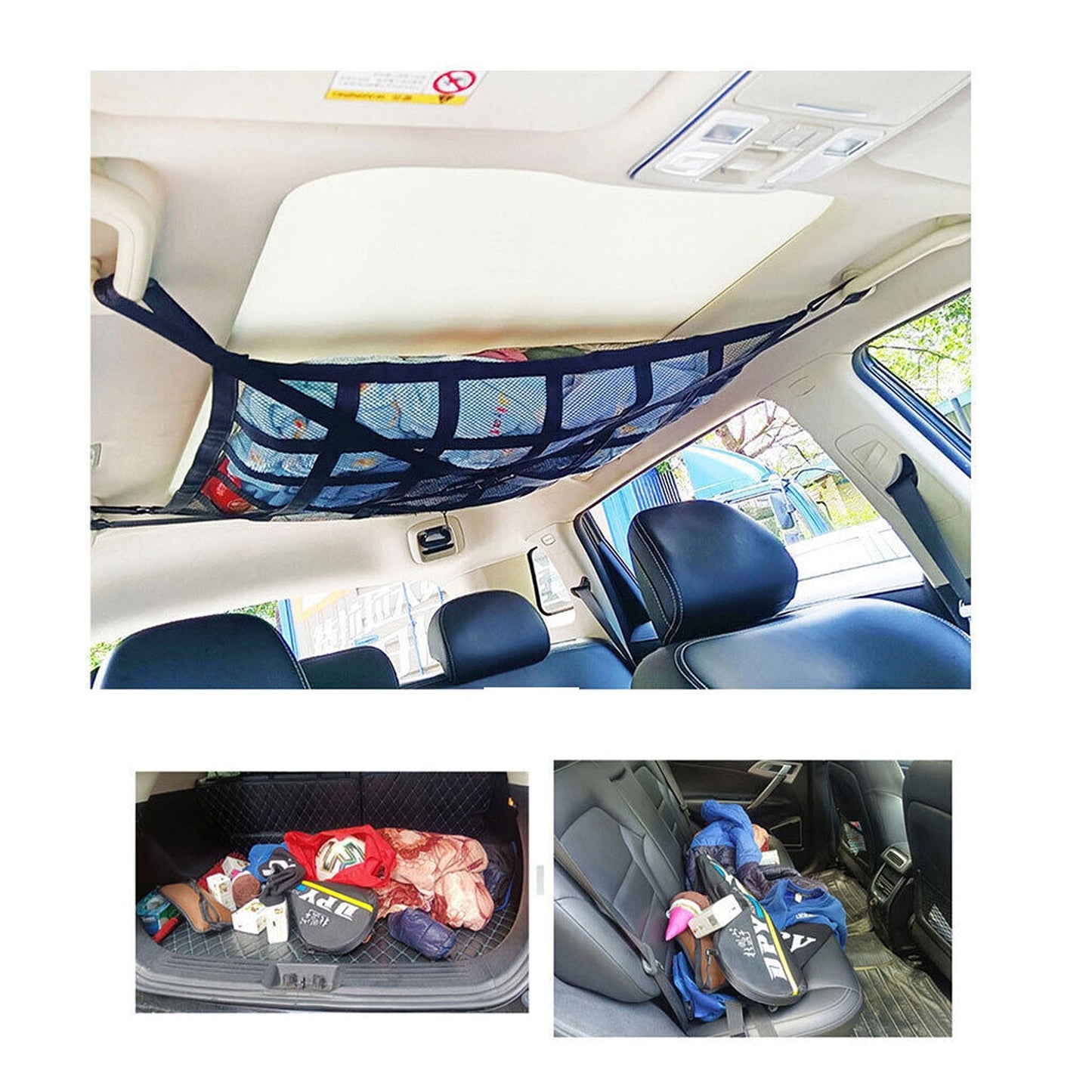 Car Ceiling Universal Mesh Cargo Net Storage Bag for SUV and Van