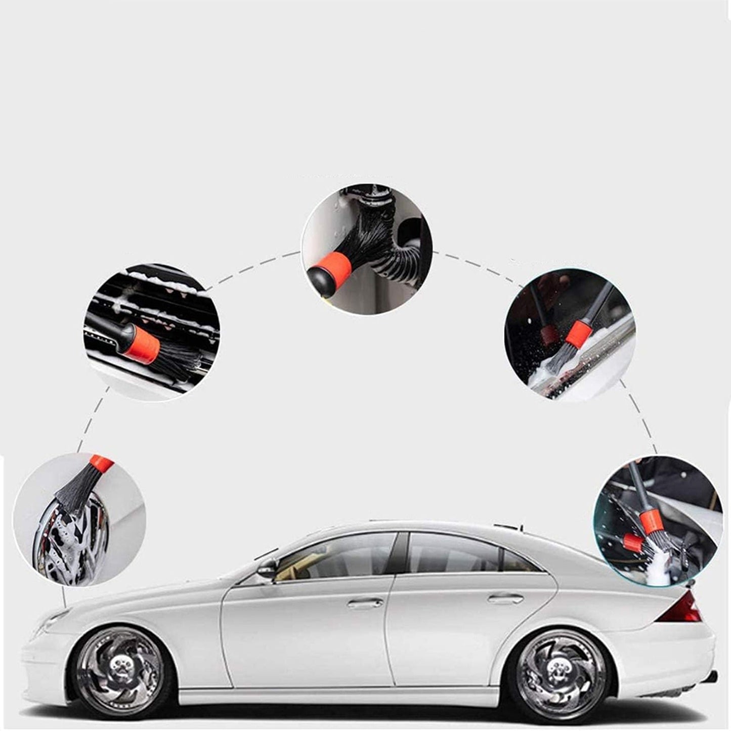 5pcs Car Detailing Brushes for Cleaning Dashboard Wheels and Tires