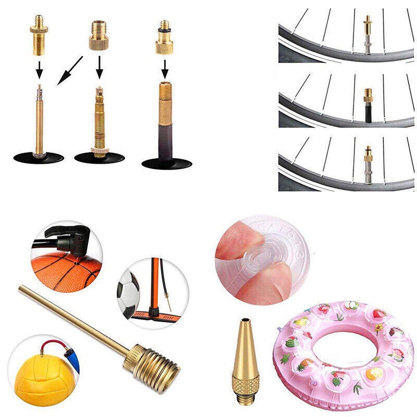 26pcs Bicycle Air Pump Adapter Set with Presta and Schrader Valve Needles