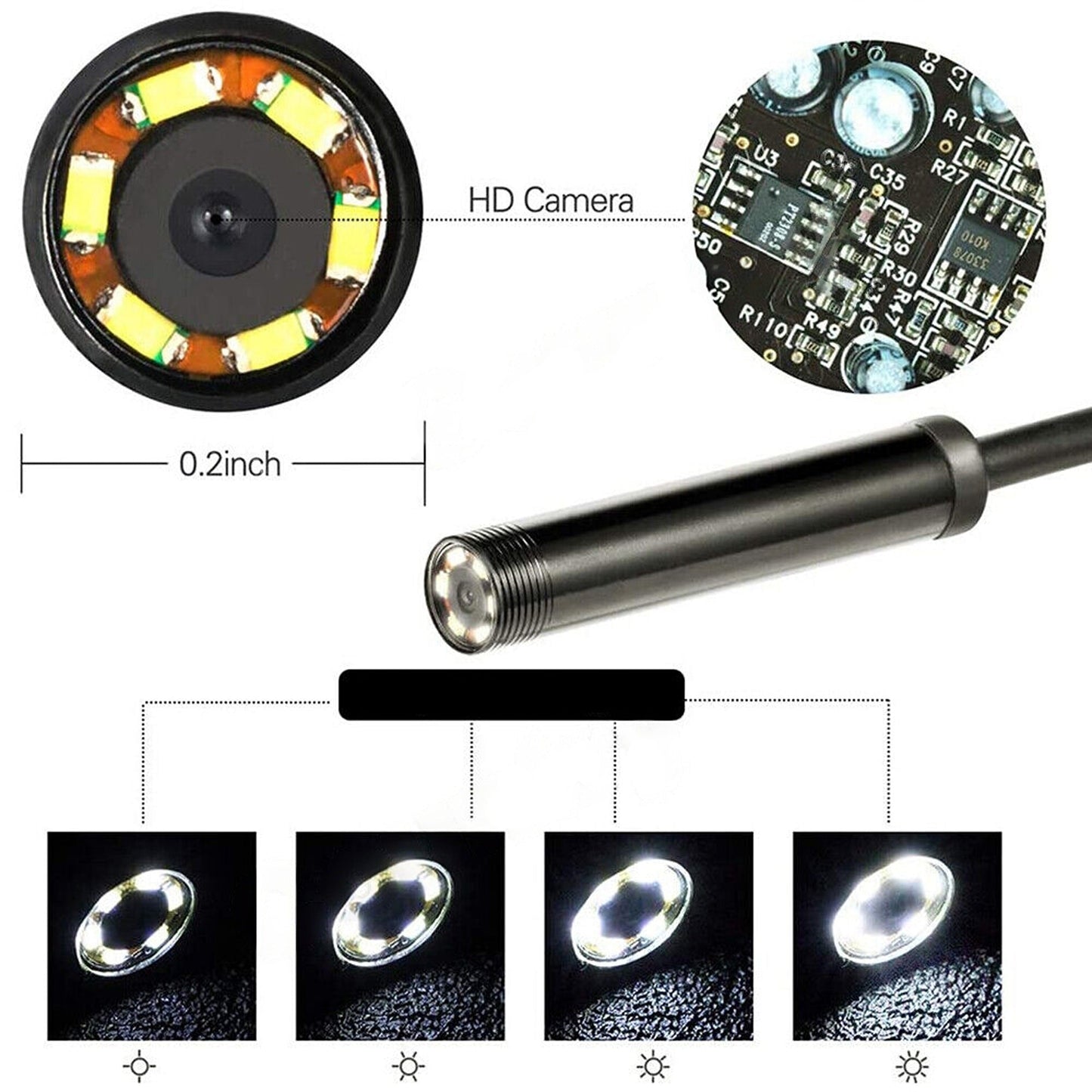 Endoscope Inspection Camera Waterproof USB Type-C Borescope for Android