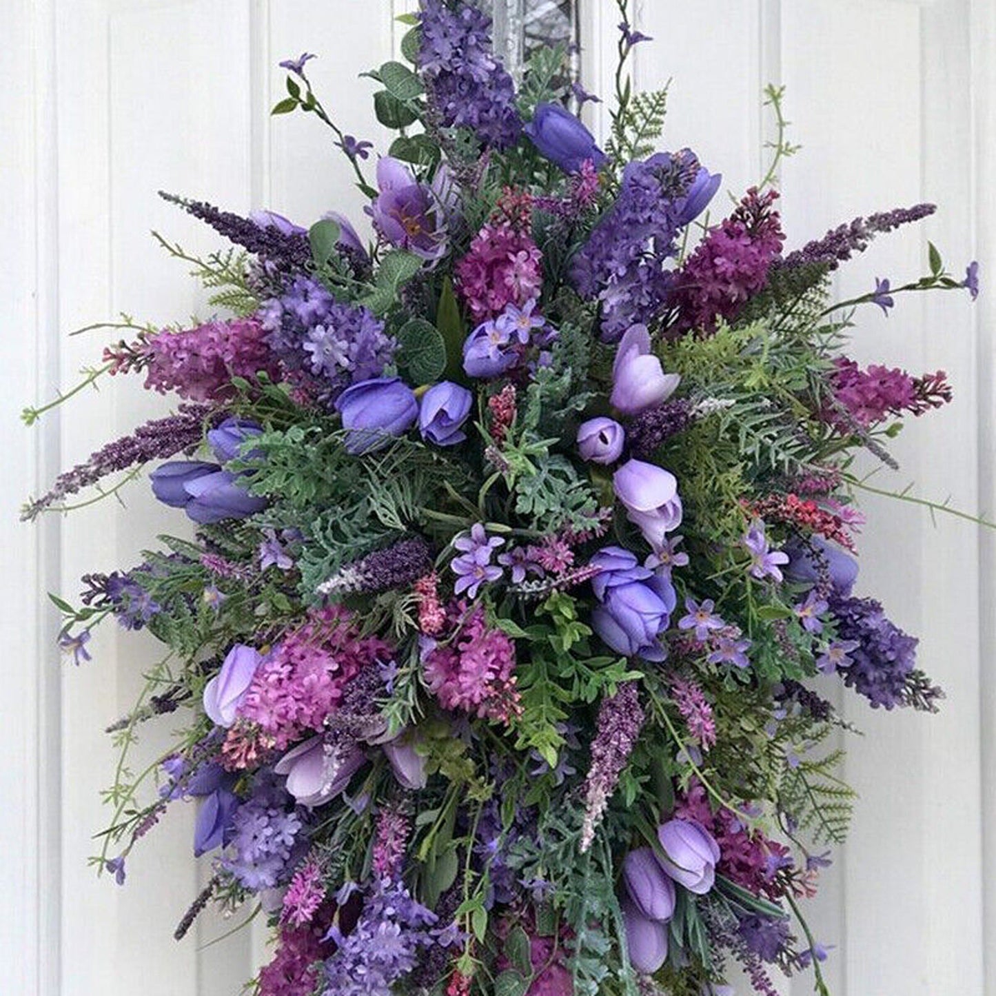 Front Door Artificial Spring Wreath Flower Garland Wall Decor