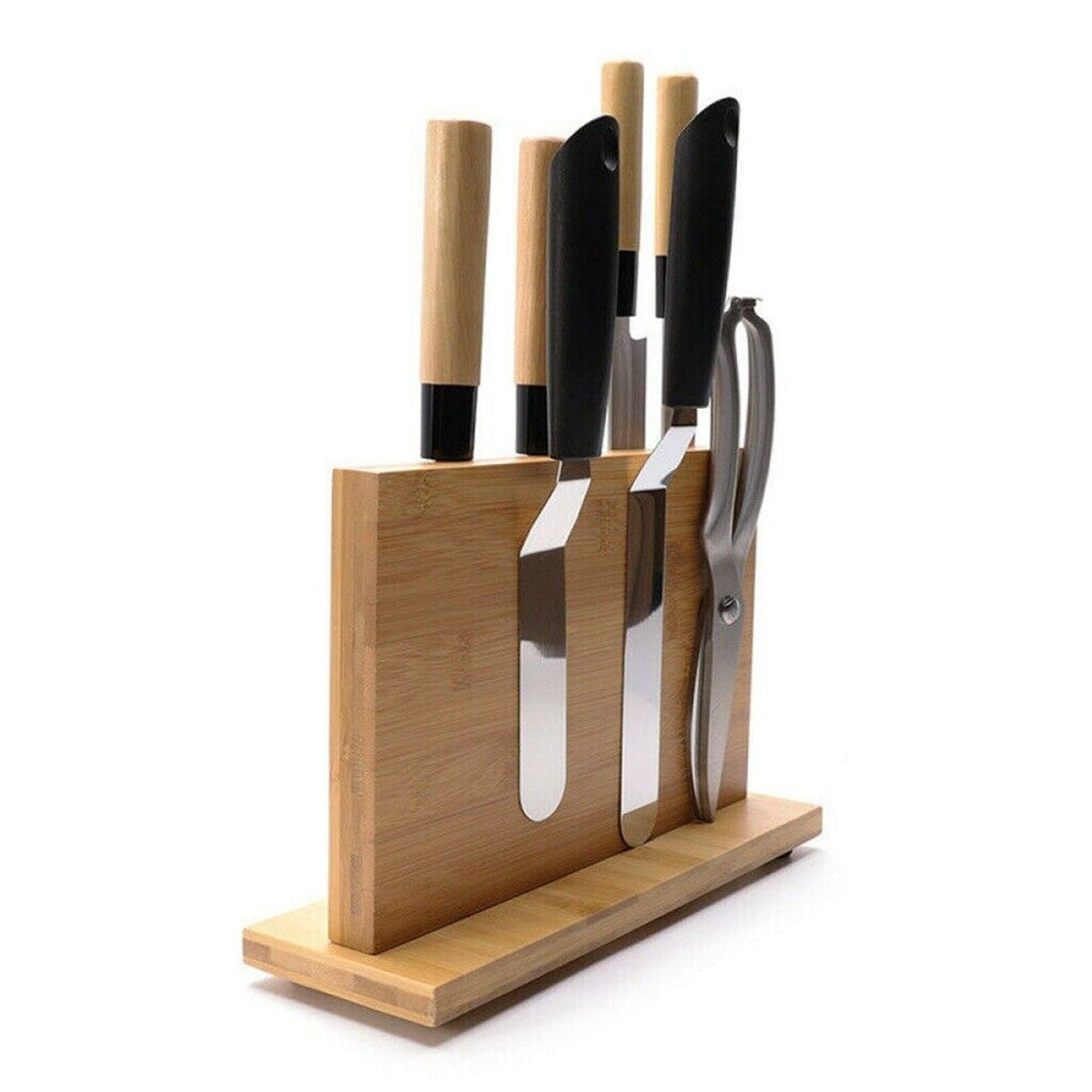 Bamboo Magnetic Knife Block Eco-friendly Cutlery Stand with Enhanced Magnets