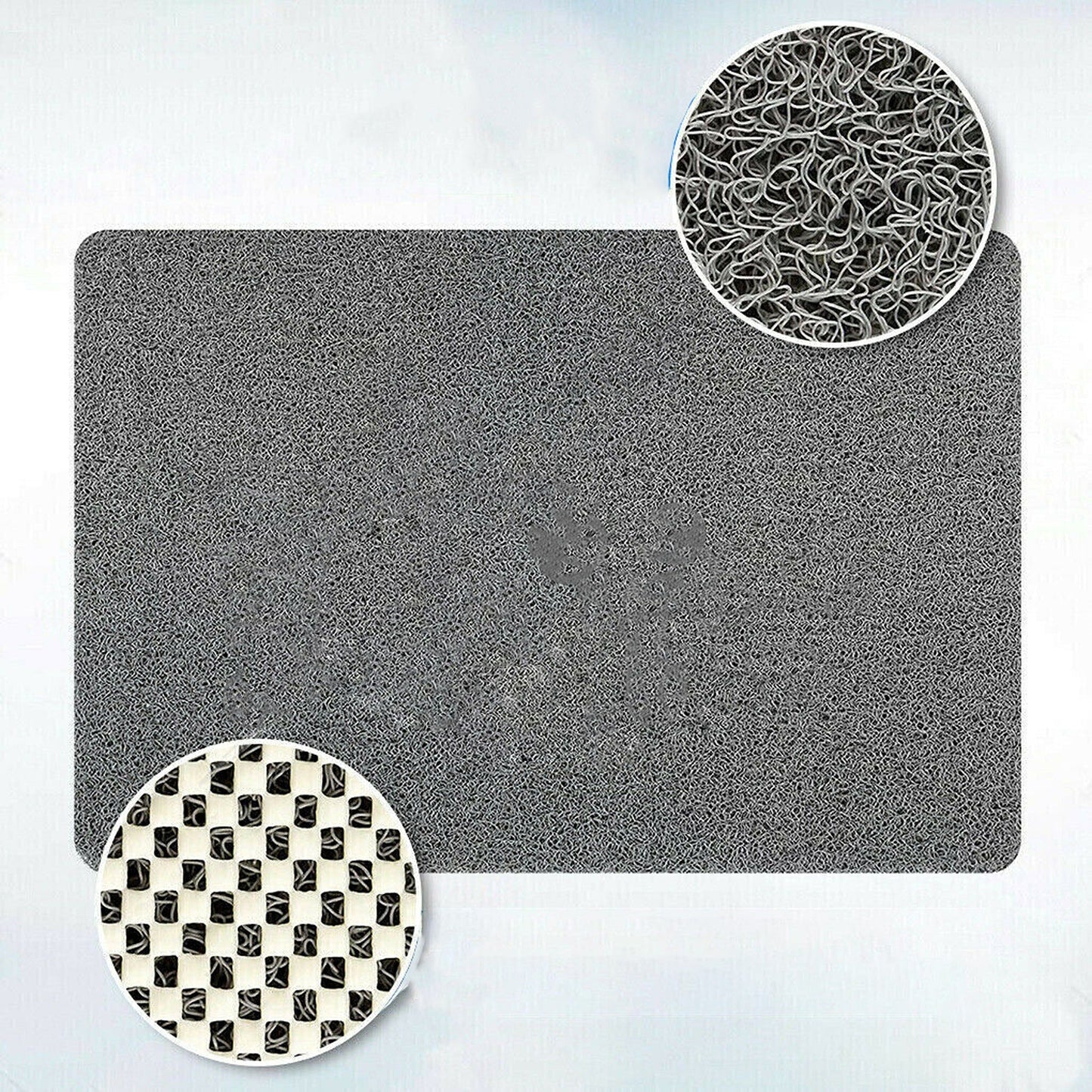 Grey Anti Slip Bath Mat Bathroom Shower Carpet with Drain