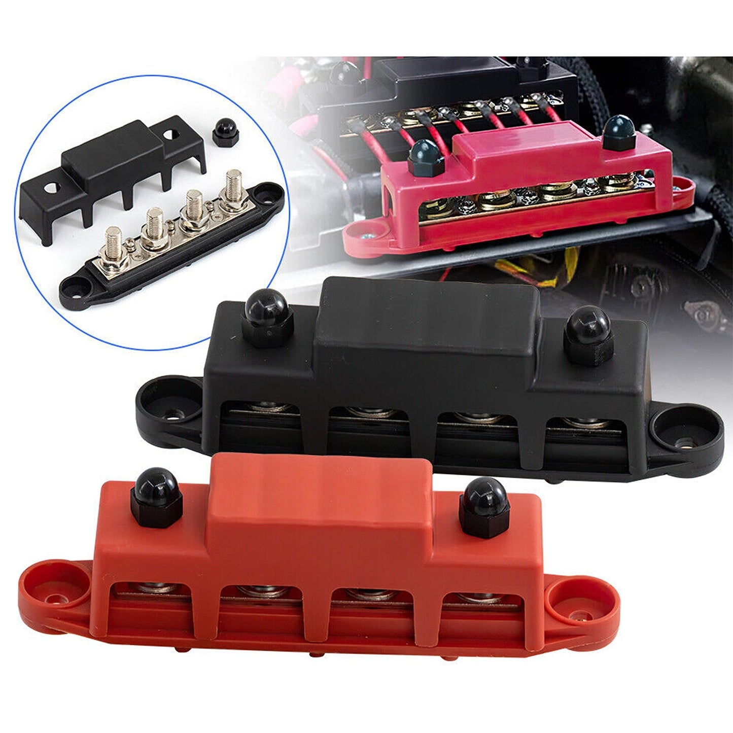 2pcs 4 Post Power Distribution Block 250A 12V-48V DC Terminal