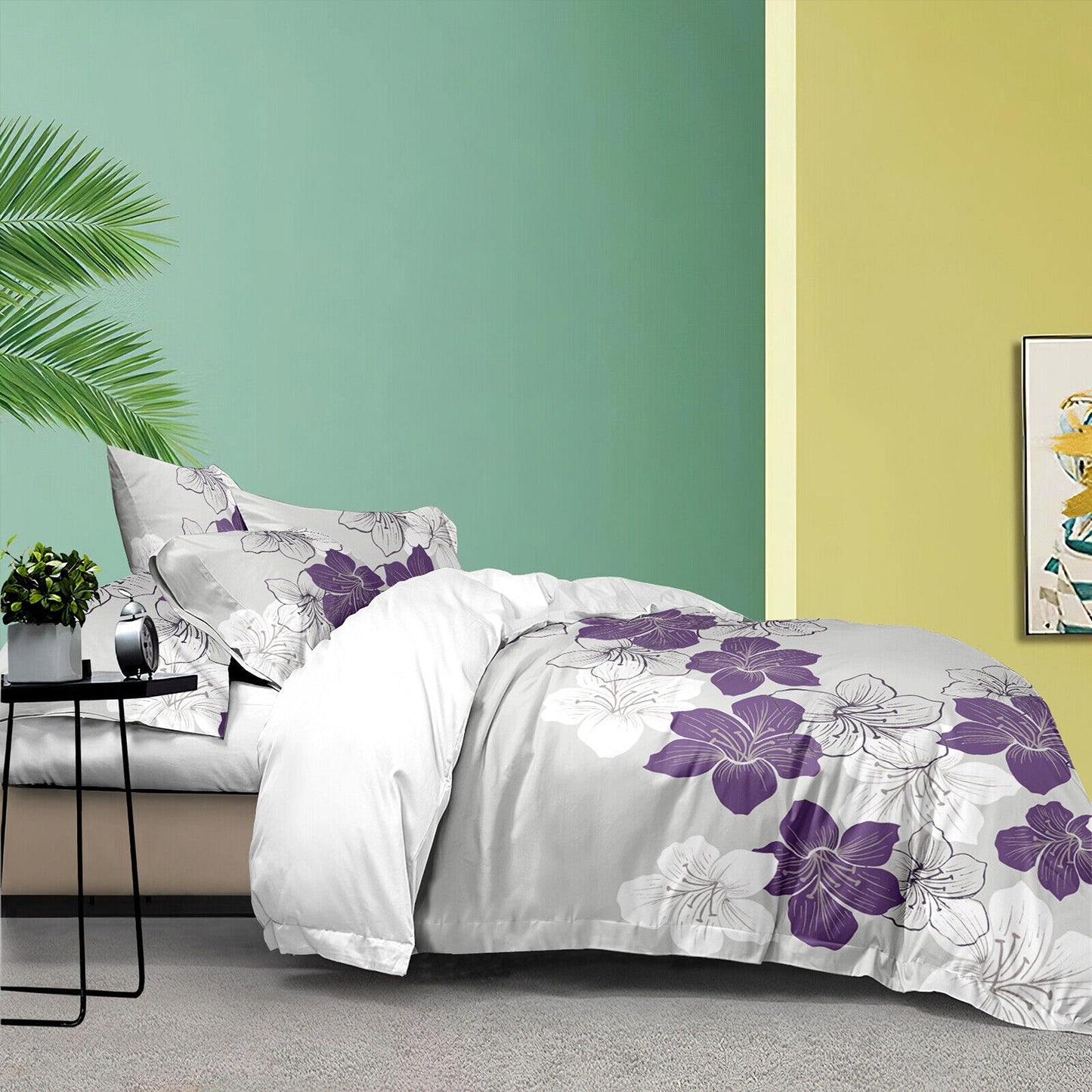 Purple Floral Bedding Duvet Quilt Cover Set Double Queen King Size