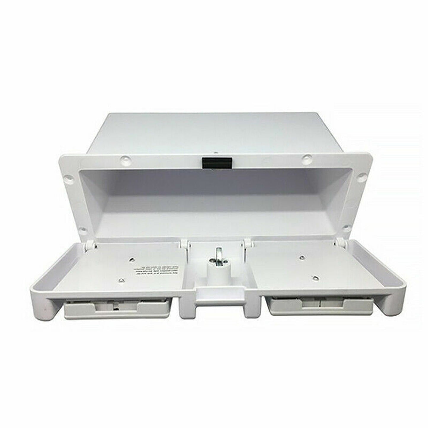 Deluxe White Recessed Storage Glove Box with Drink Holders and Lock for Boats