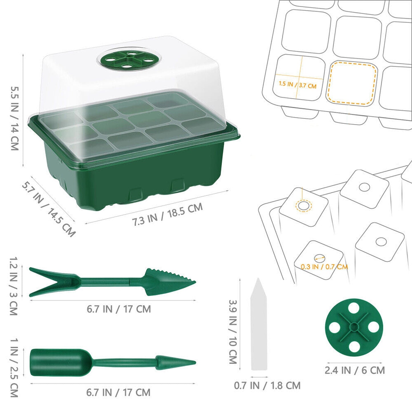 10pcs Planting Starter Kit Multi-Hole Seedling Box