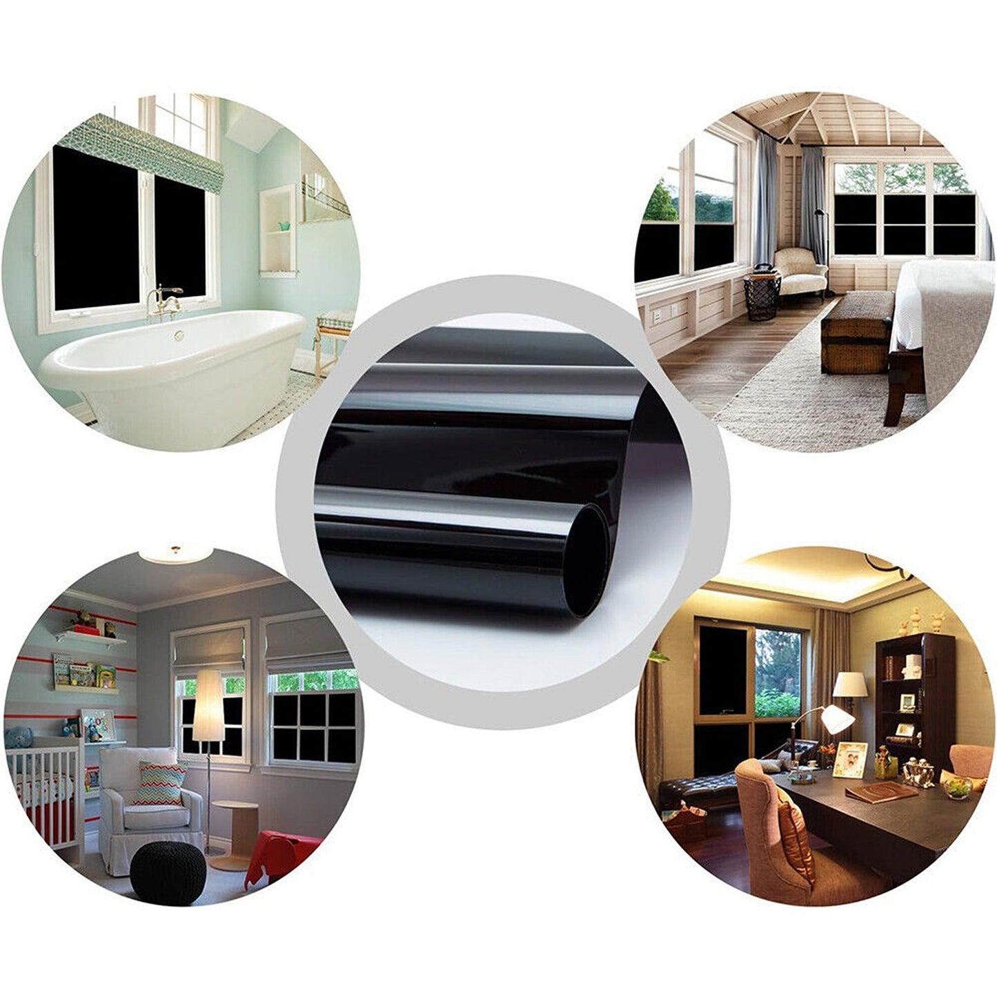 33ft Reusable Black UV Protection Privacy Window Film