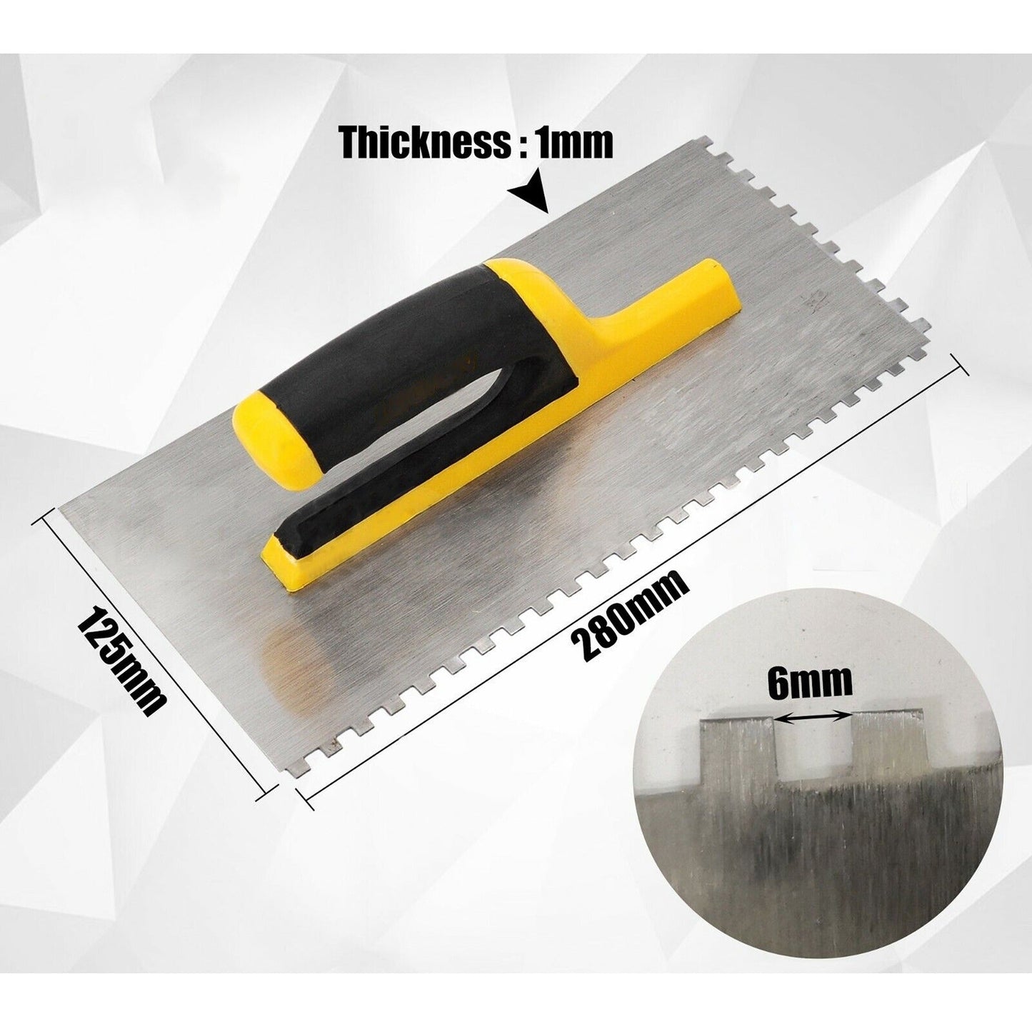 130x280mm Notched Plaster Trowel for Rendering and Plaster Application